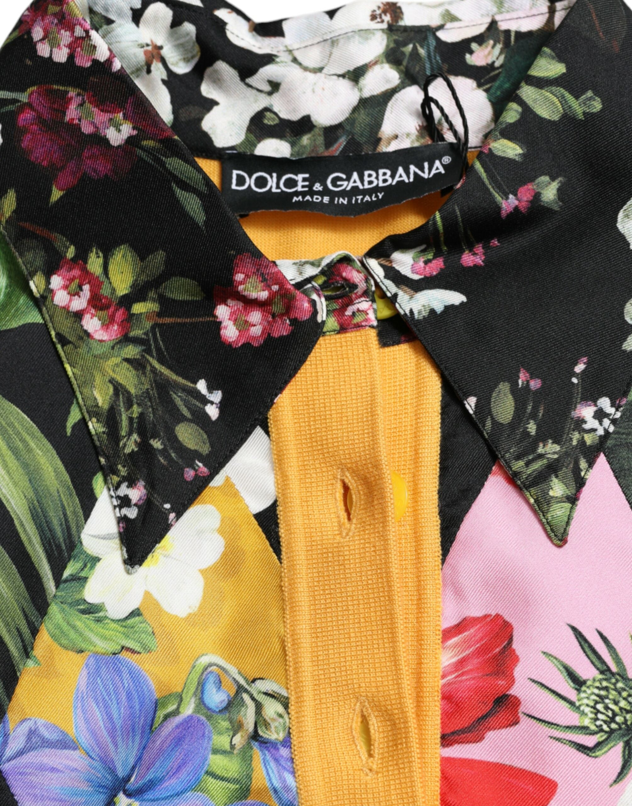 Dolce & Gabbana Elegant Patchwork Henley Silk Blend Sweater - ACCEXO