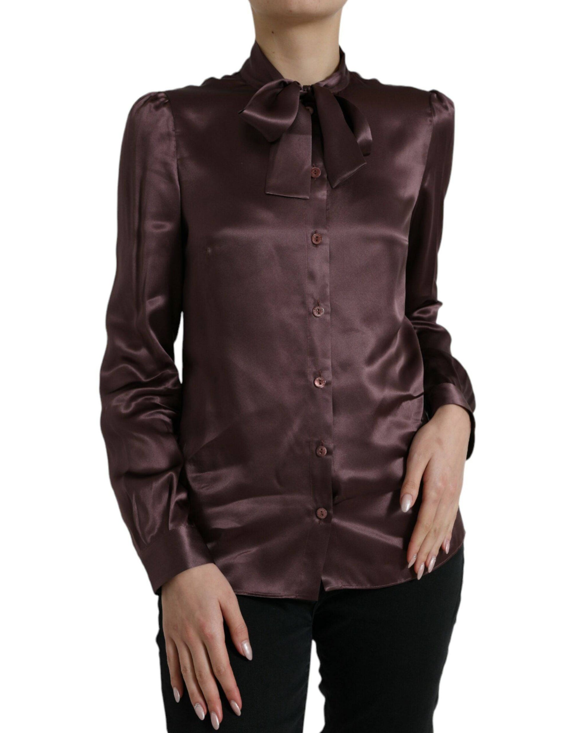 Dolce & Gabbana Elegant Silk Ascot Collar Blouse - ACCEXO