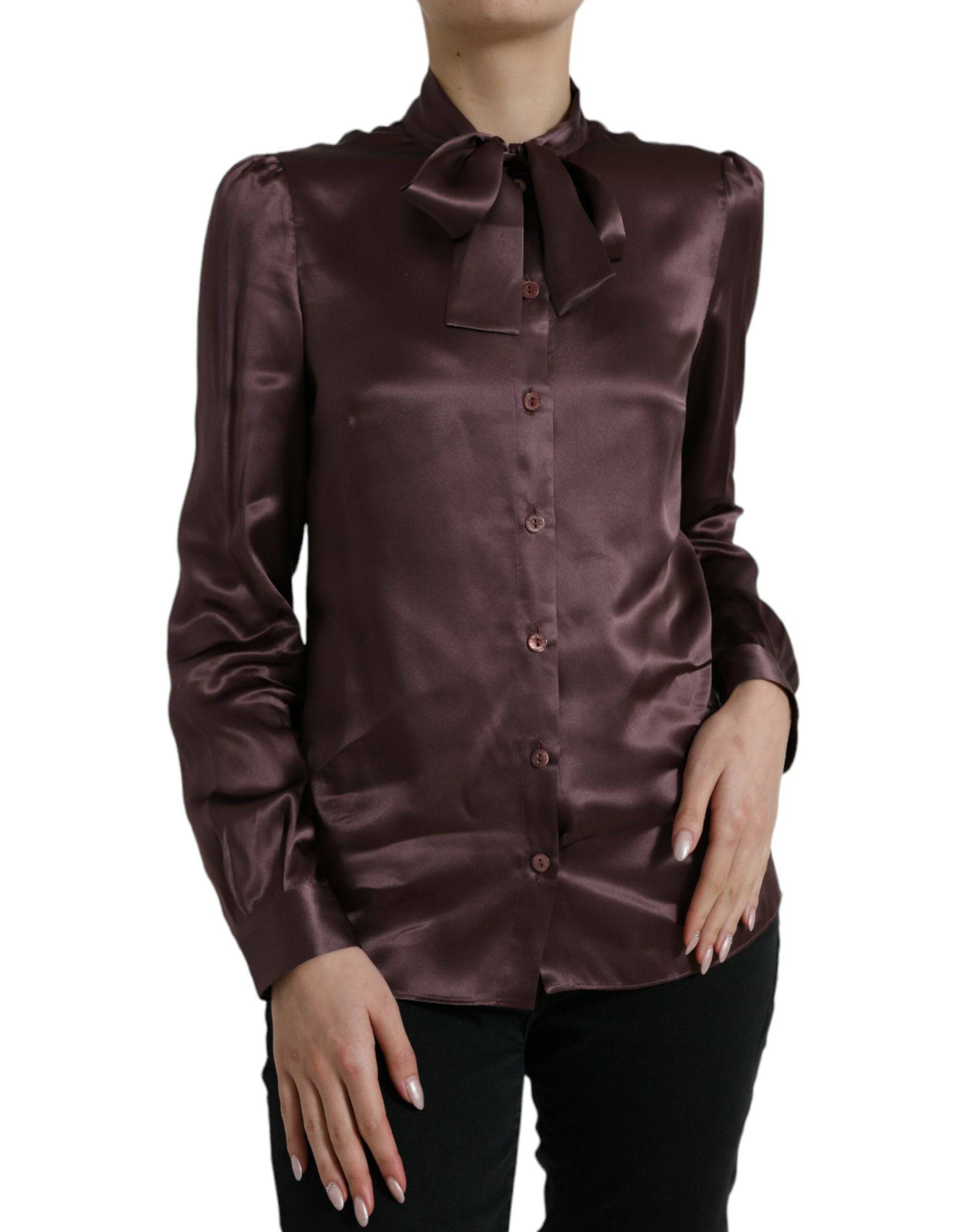 Dolce & Gabbana Elegant Silk Ascot Collar Blouse - ACCEXO