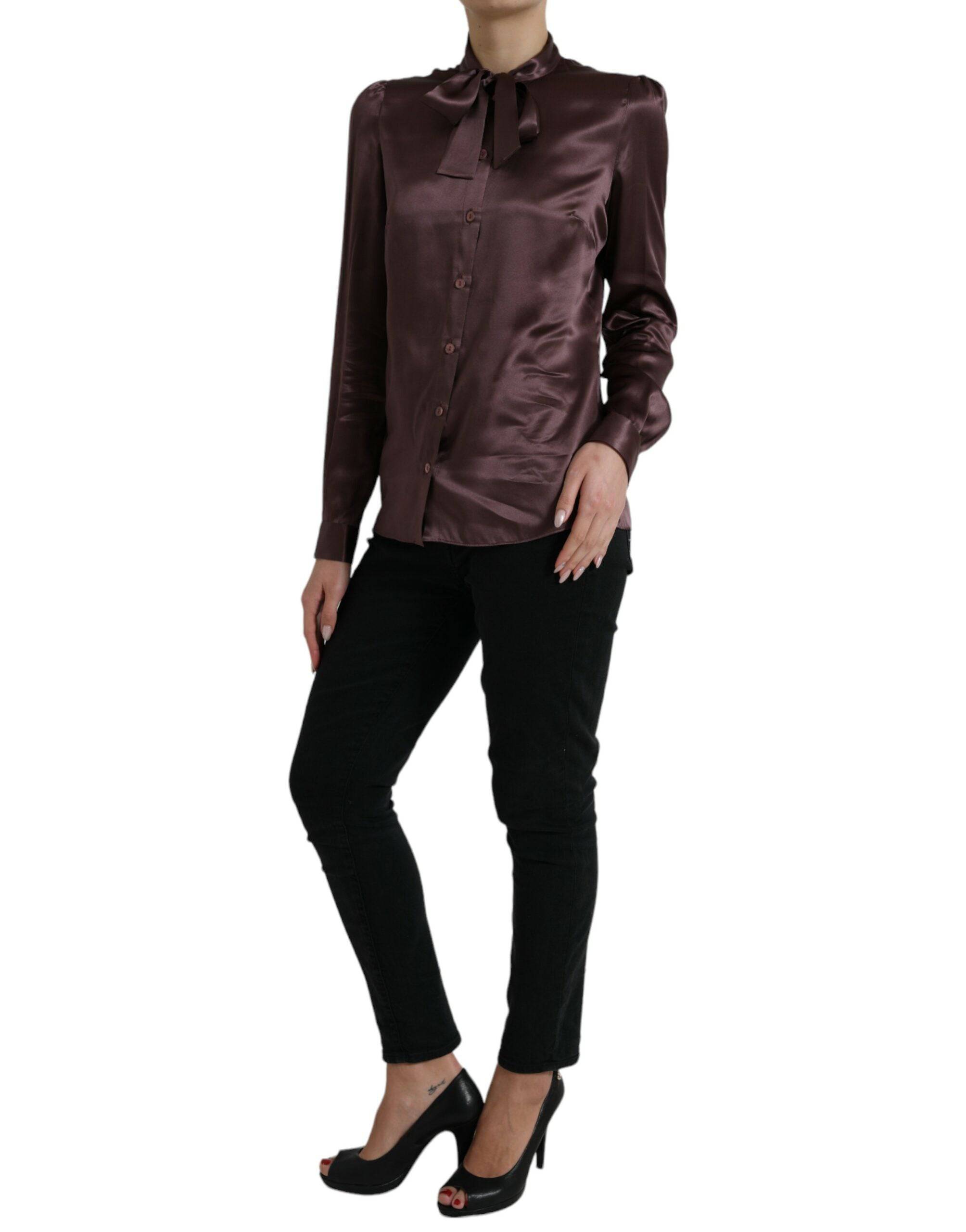 Dolce & Gabbana Elegant Silk Ascot Collar Blouse - ACCEXO