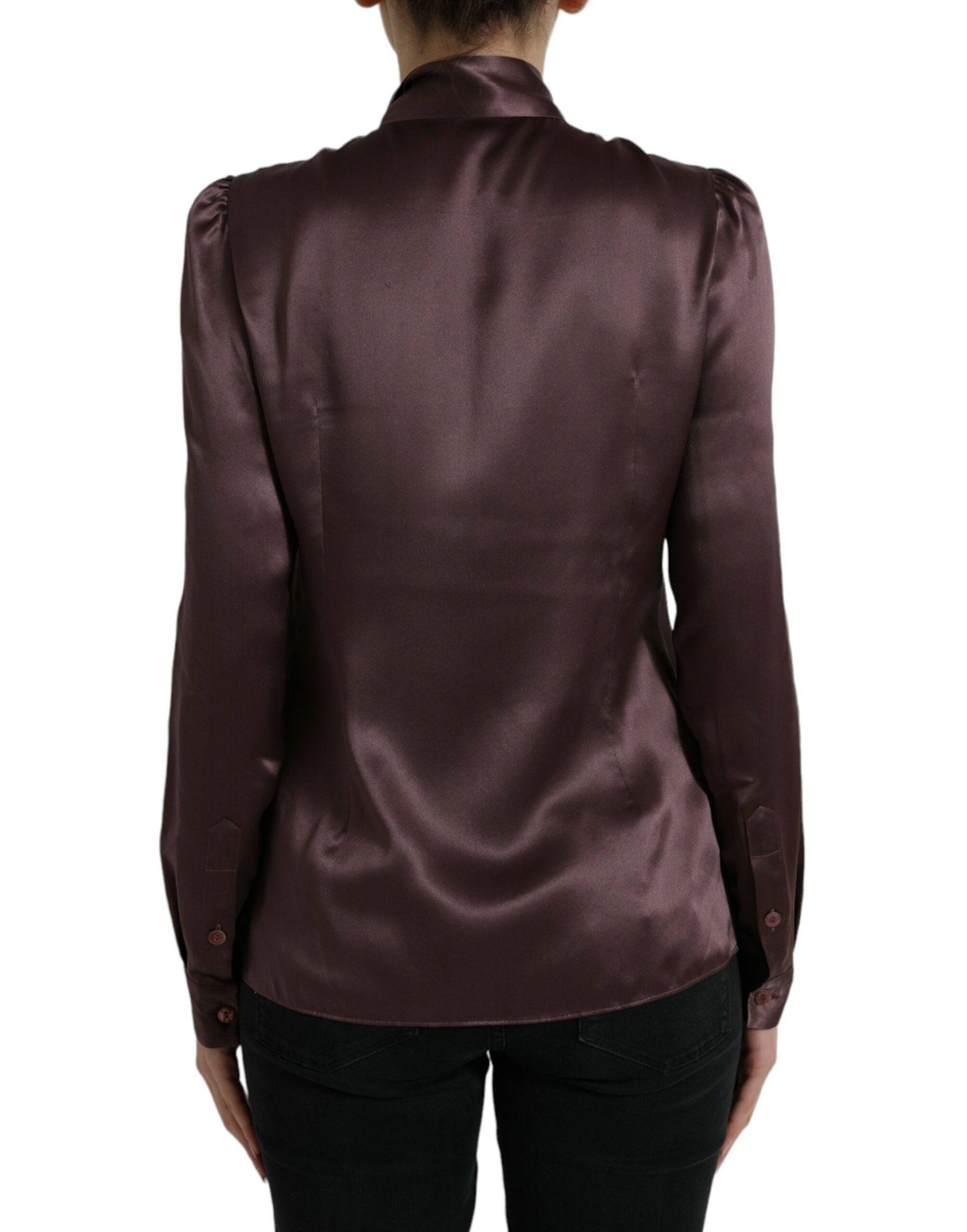 Dolce & Gabbana Elegant Silk Ascot Collar Blouse - ACCEXO
