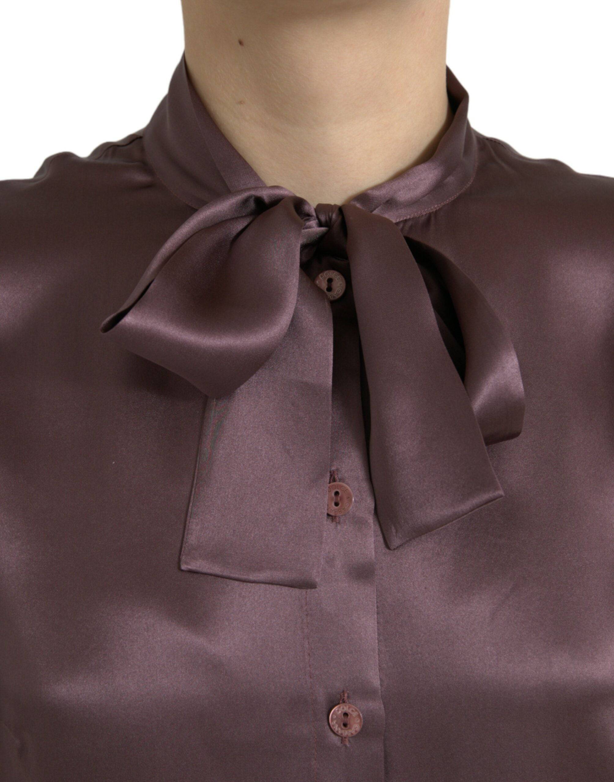 Dolce & Gabbana Elegant Silk Ascot Collar Blouse - ACCEXO