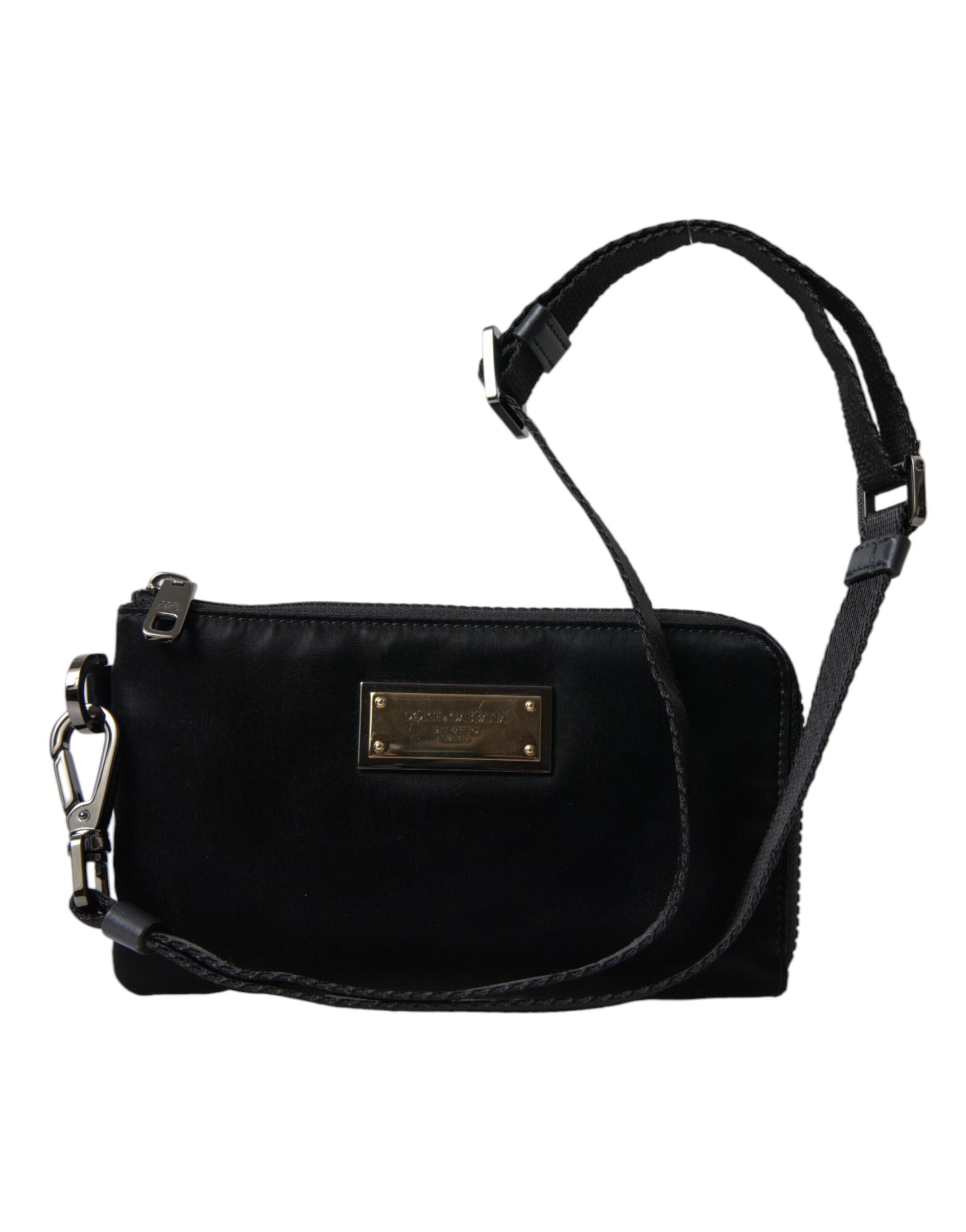Dolce & Gabbana Elegant Black Nylon & Leather Pouch - ACCEXO