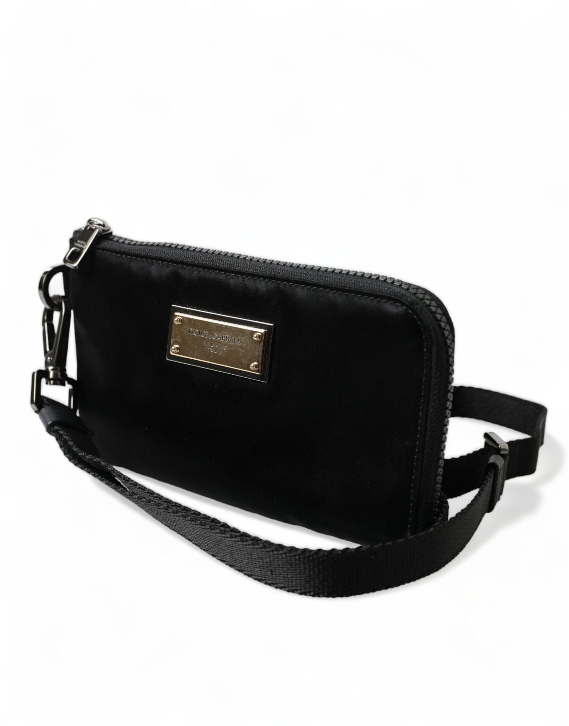 Dolce & Gabbana Elegant Black Nylon & Leather Pouch - ACCEXO