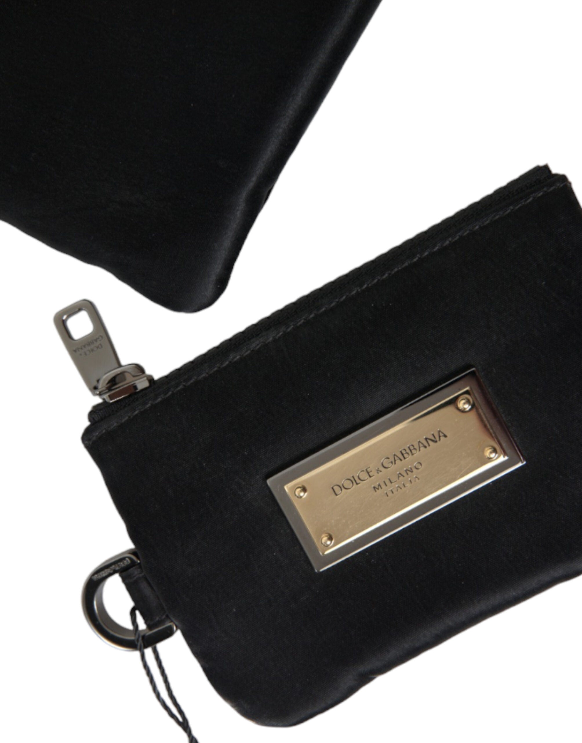 Dolce & Gabbana Elegant Black Nylon & Leather Pouch - ACCEXO