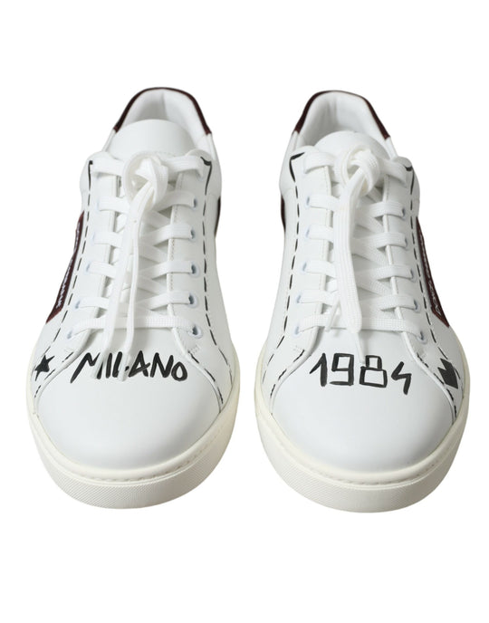 Dolce & Gabbana Exclusive White Bordeaux Low Top Sneakers