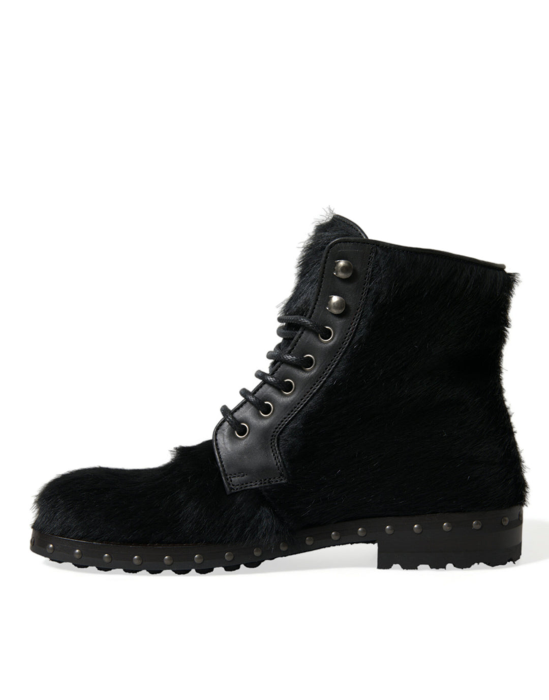 Dolce & Gabbana Elegant Black Calf Leather Lace-Up Boots