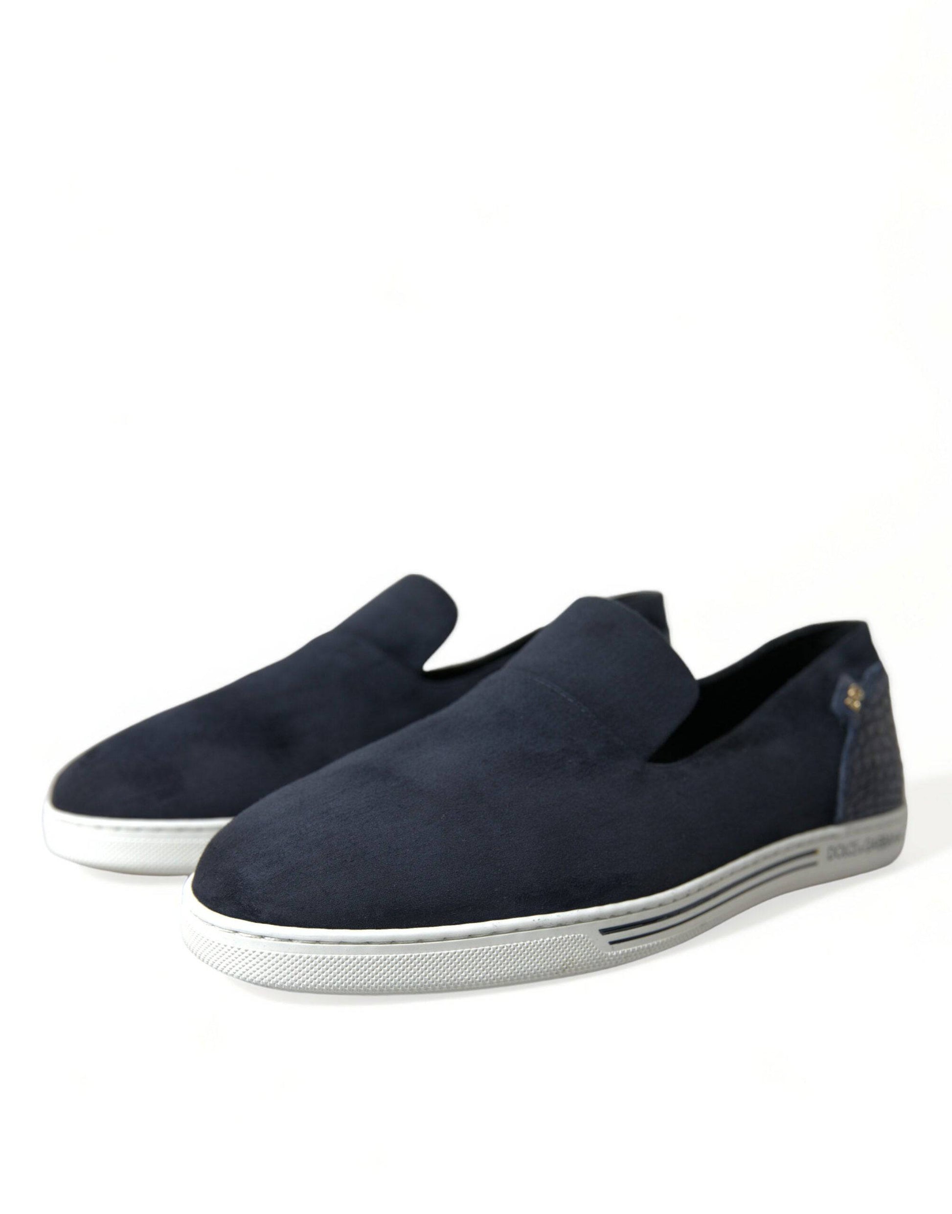 Dolce & Gabbana Elegant Blue Suede Leather Loafers - ACCEXO