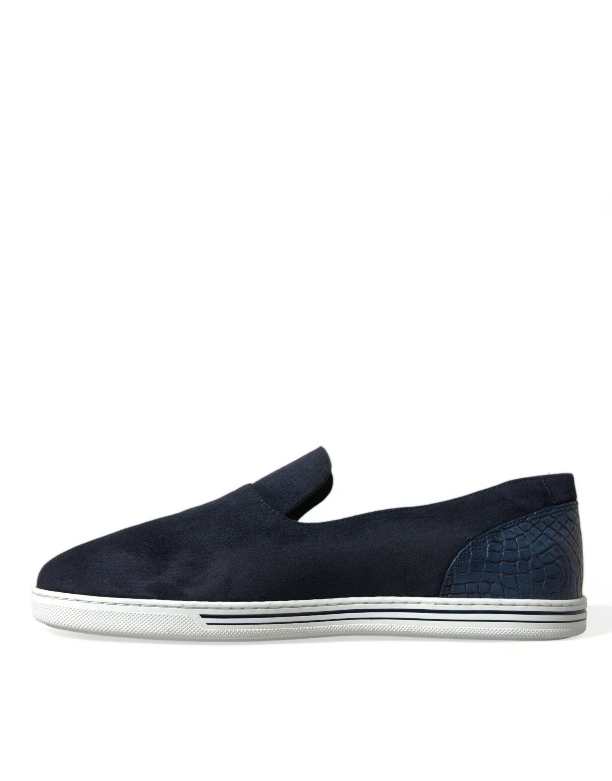 Dolce & Gabbana Elegant Blue Suede Leather Loafers - ACCEXO