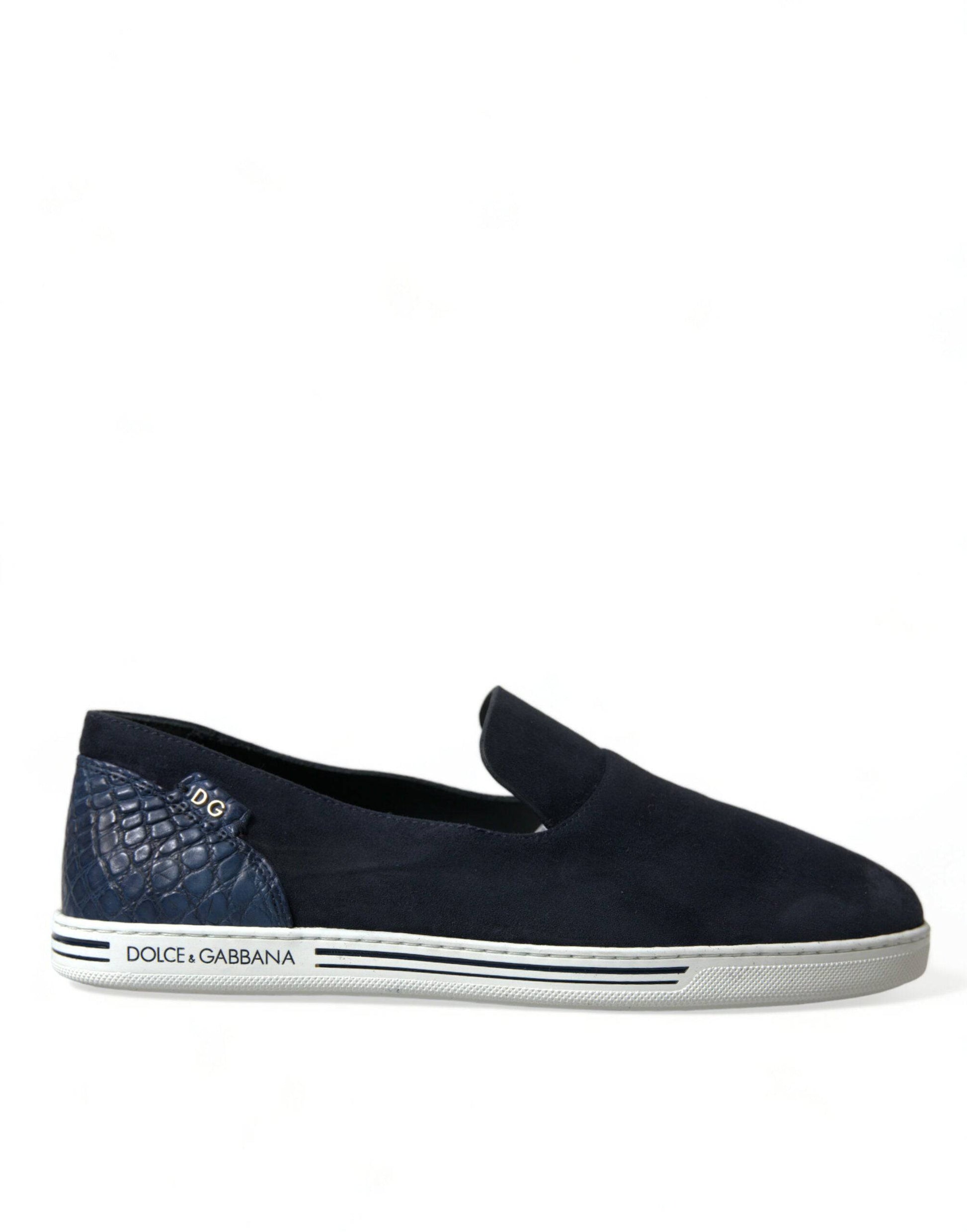 Dolce & Gabbana Elegant Blue Suede Leather Loafers - ACCEXO