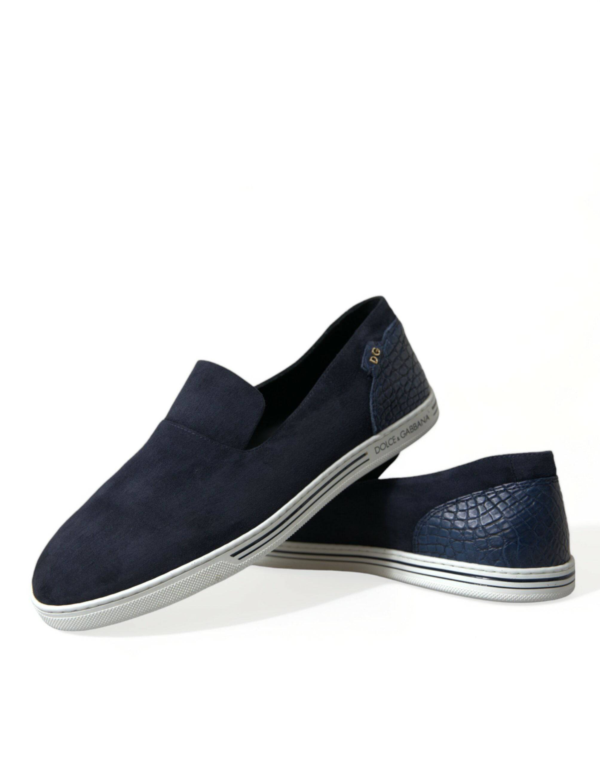 Dolce & Gabbana Elegant Blue Suede Leather Loafers - ACCEXO