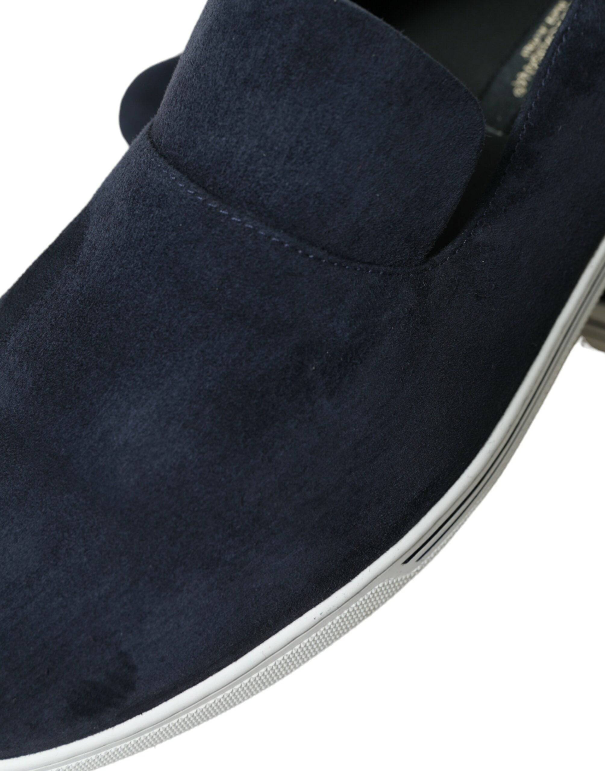 Dolce & Gabbana Elegant Blue Suede Leather Loafers - ACCEXO