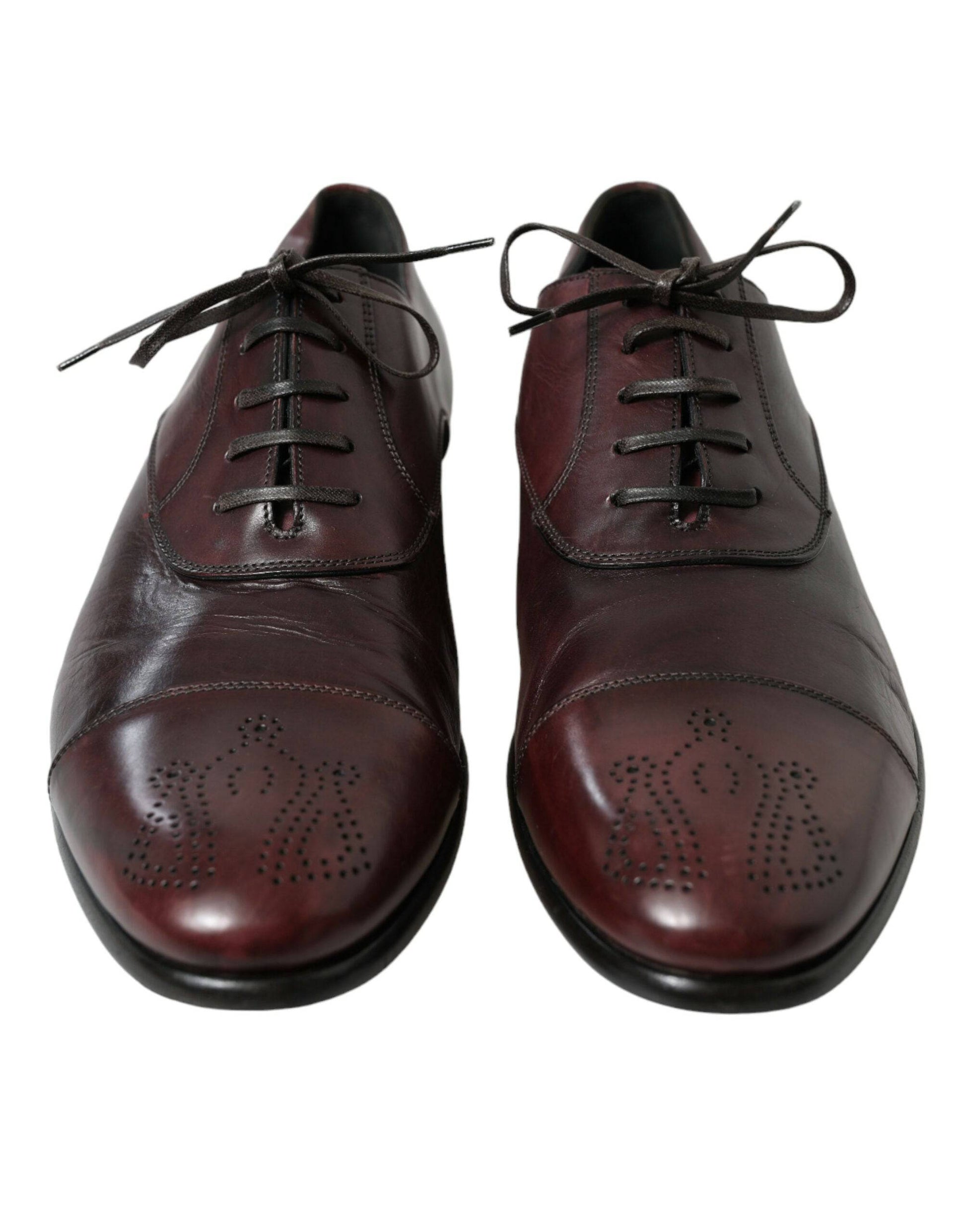 Dolce & Gabbana Elegant Burgundy Leather Derby Shoes - ACCEXO
