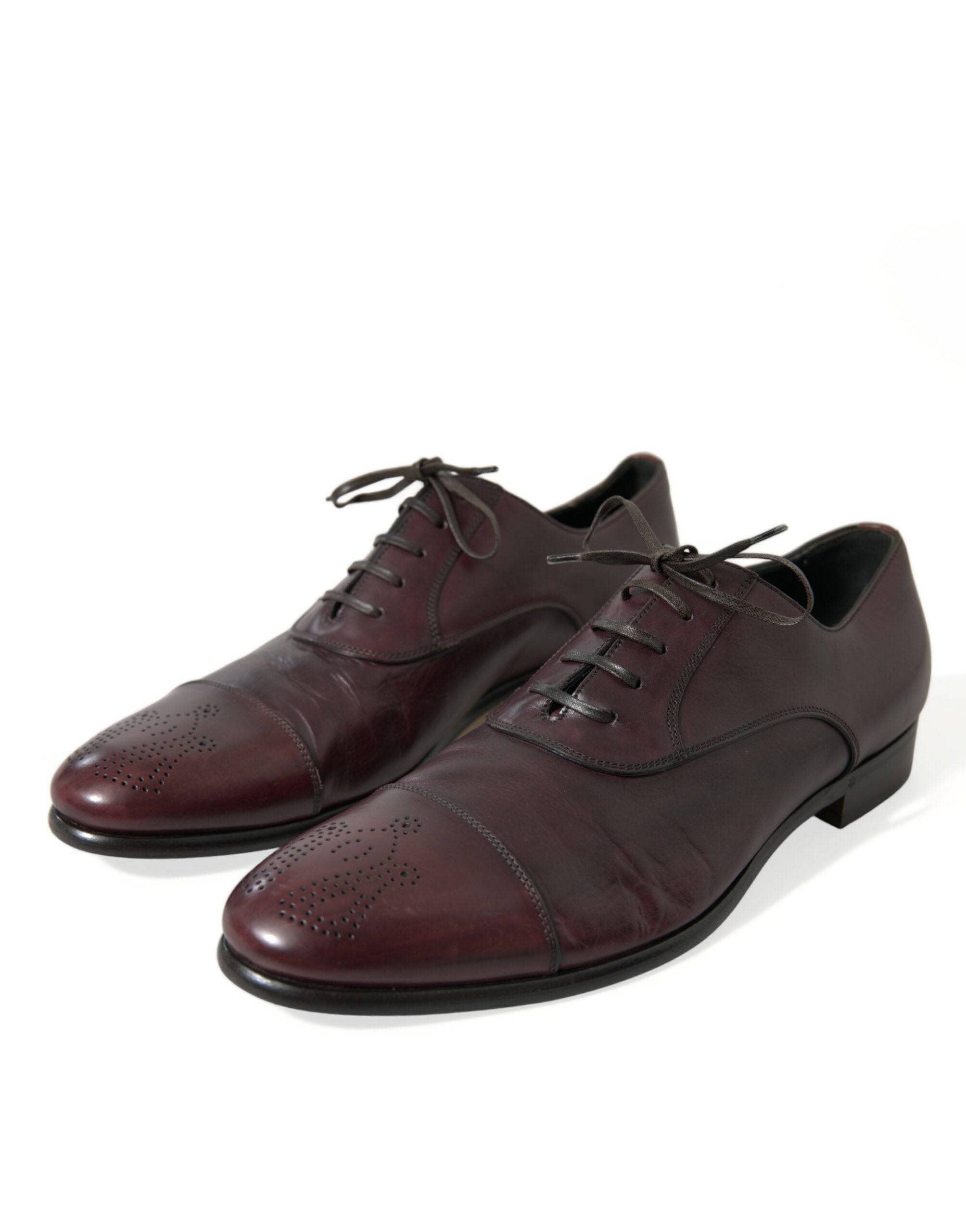 Dolce & Gabbana Elegant Burgundy Leather Derby Shoes - ACCEXO