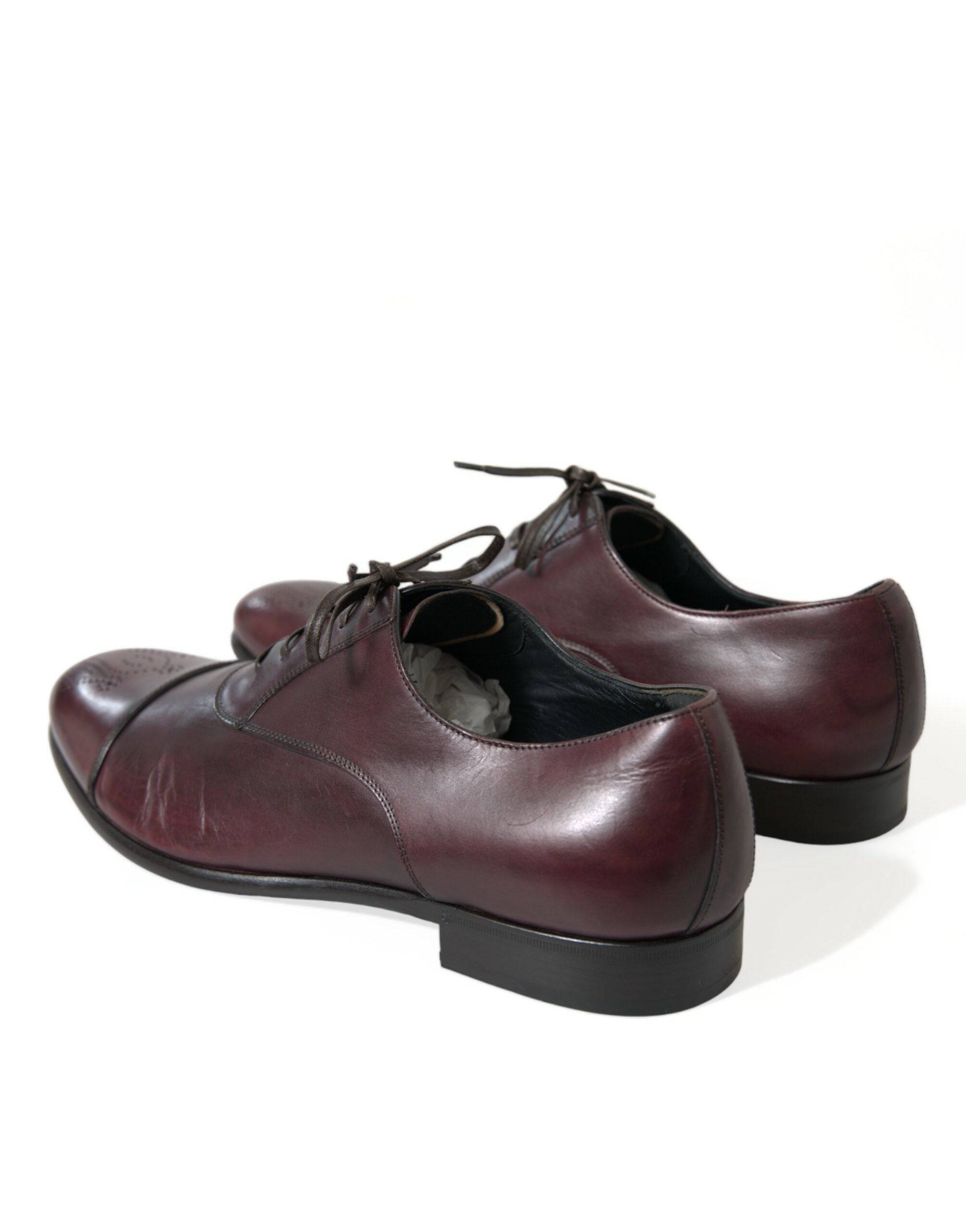 Dolce & Gabbana Elegant Burgundy Leather Derby Shoes - ACCEXO