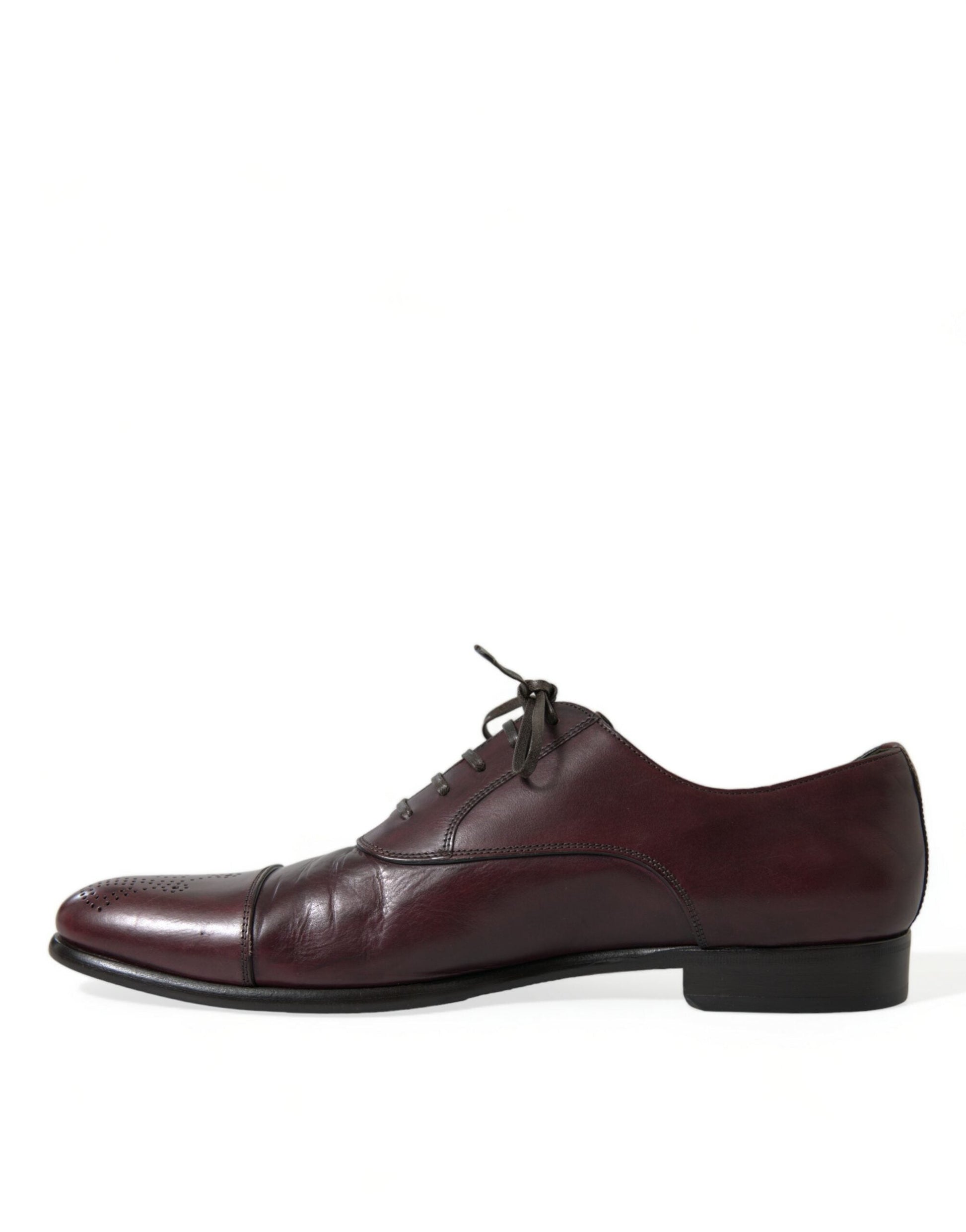 Dolce & Gabbana Elegant Burgundy Leather Derby Shoes - ACCEXO
