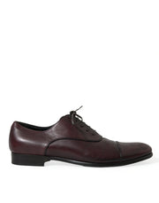 Dolce & Gabbana Elegant Burgundy Leather Derby Shoes - ACCEXO