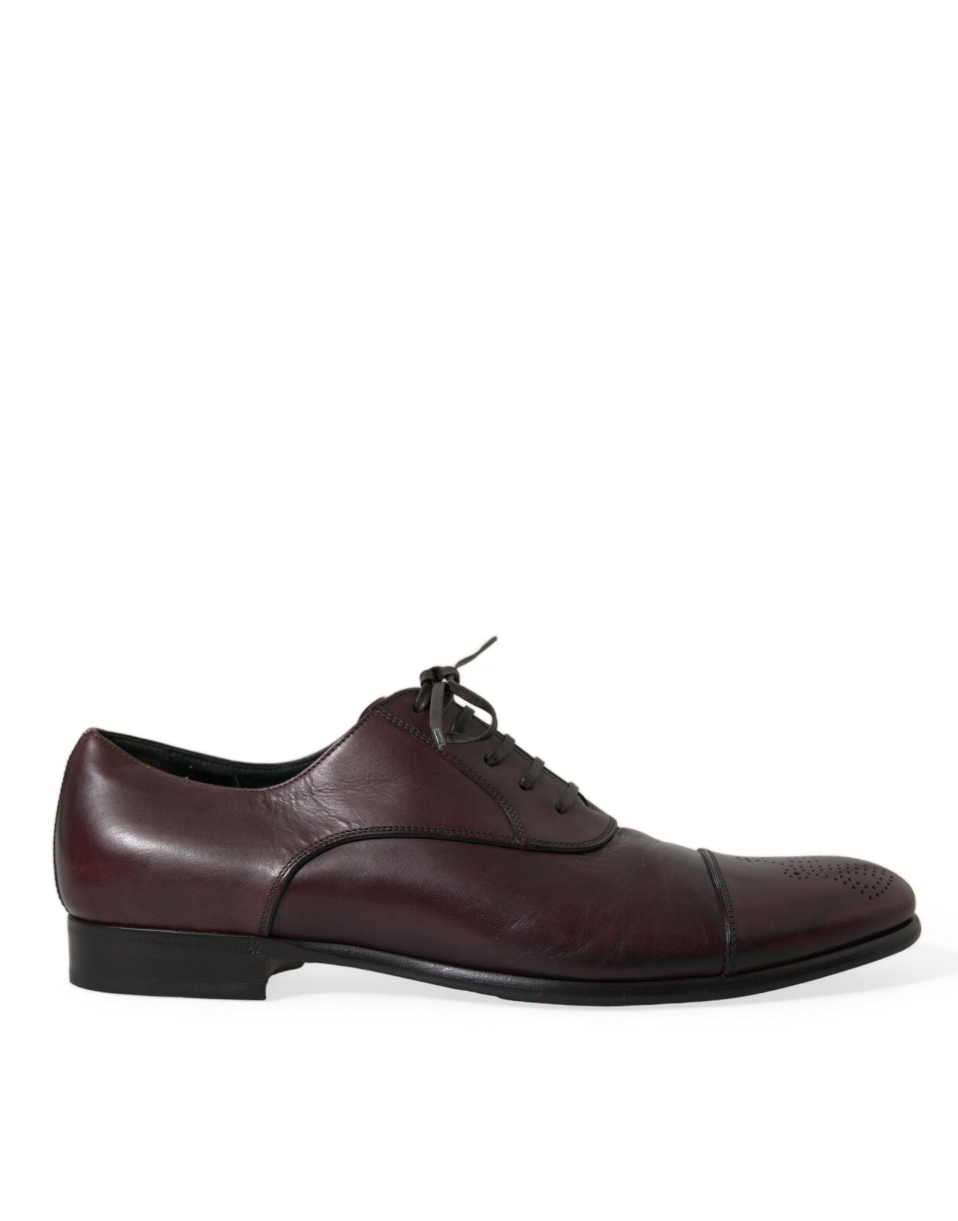 Dolce & Gabbana Elegant Burgundy Leather Derby Shoes - ACCEXO