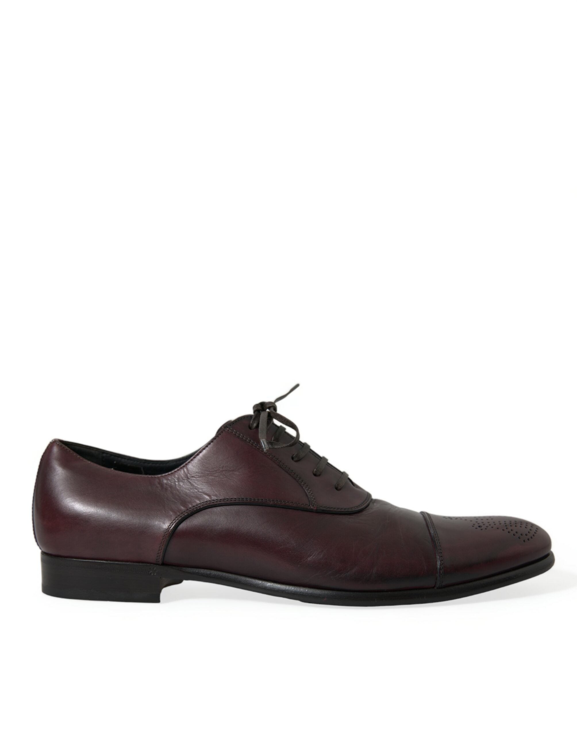 Dolce & Gabbana Elegant Burgundy Leather Derby Shoes - ACCEXO