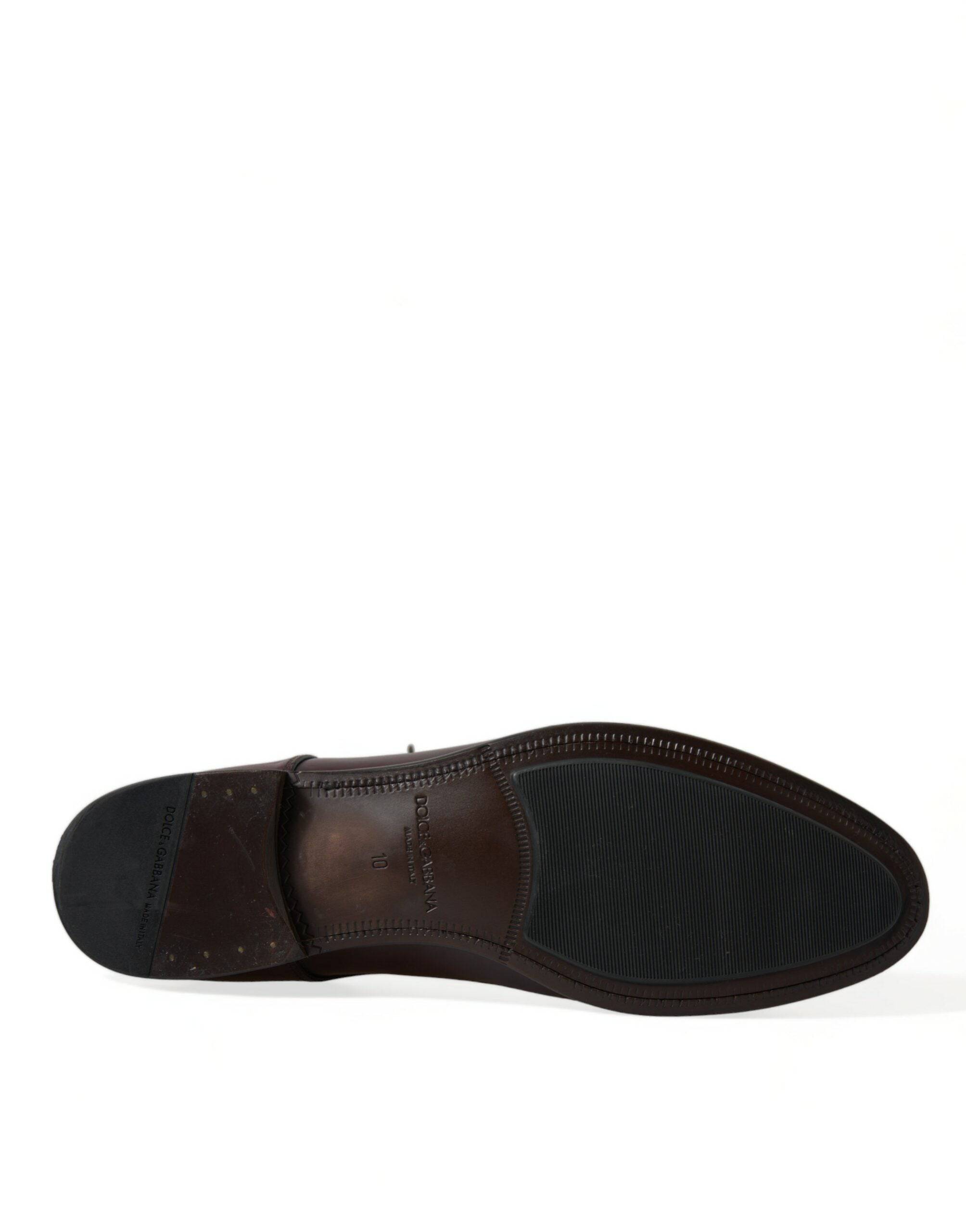 Dolce & Gabbana Elegant Burgundy Leather Derby Shoes - ACCEXO