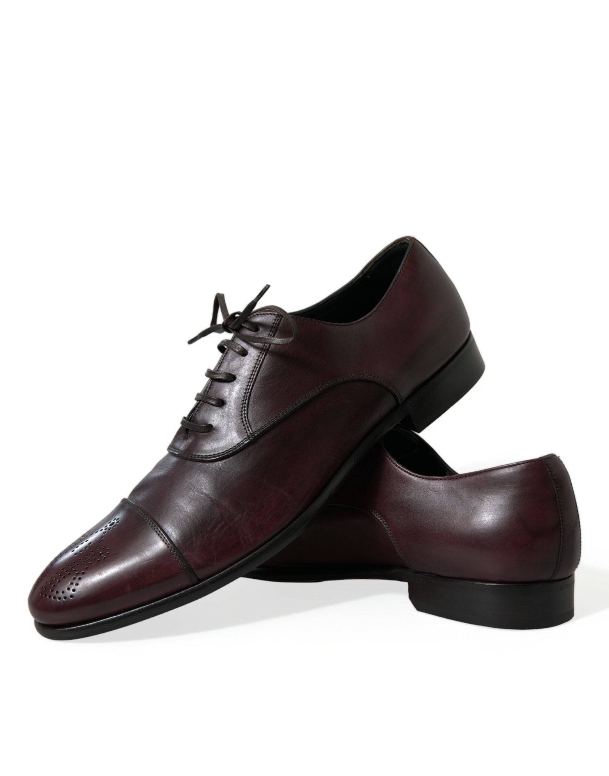 Dolce & Gabbana Elegant Burgundy Leather Derby Shoes - ACCEXO