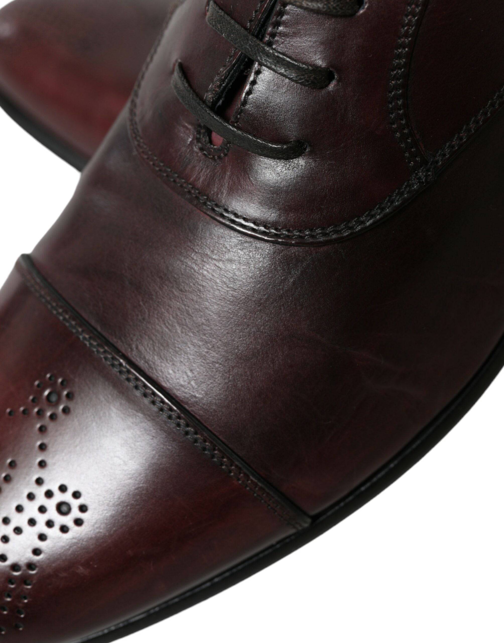 Dolce & Gabbana Elegant Burgundy Leather Derby Shoes - ACCEXO
