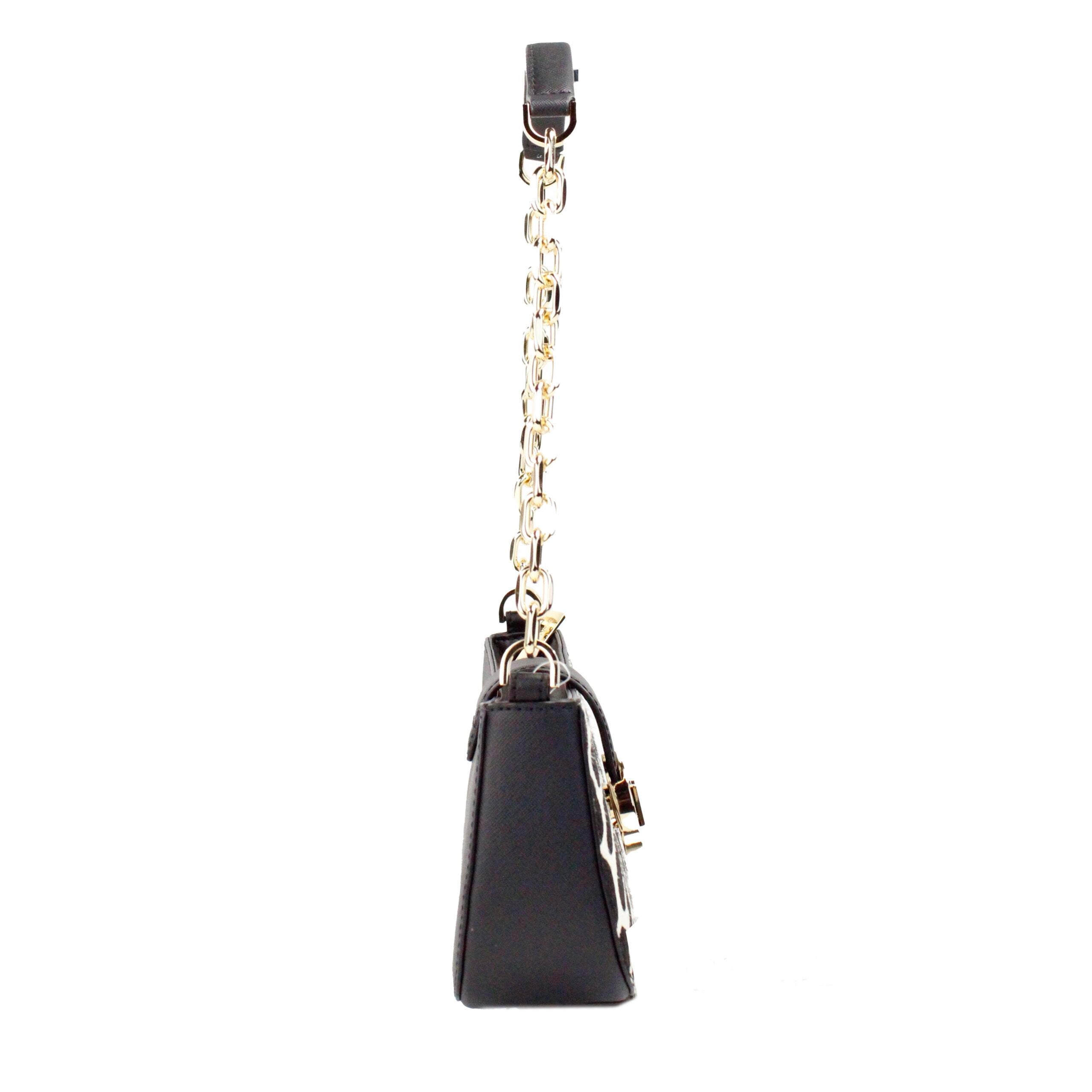 Michael Kors Carmen Small Black Haircalf Pouchette Shoulder Crossbody Bag - ACCEXO