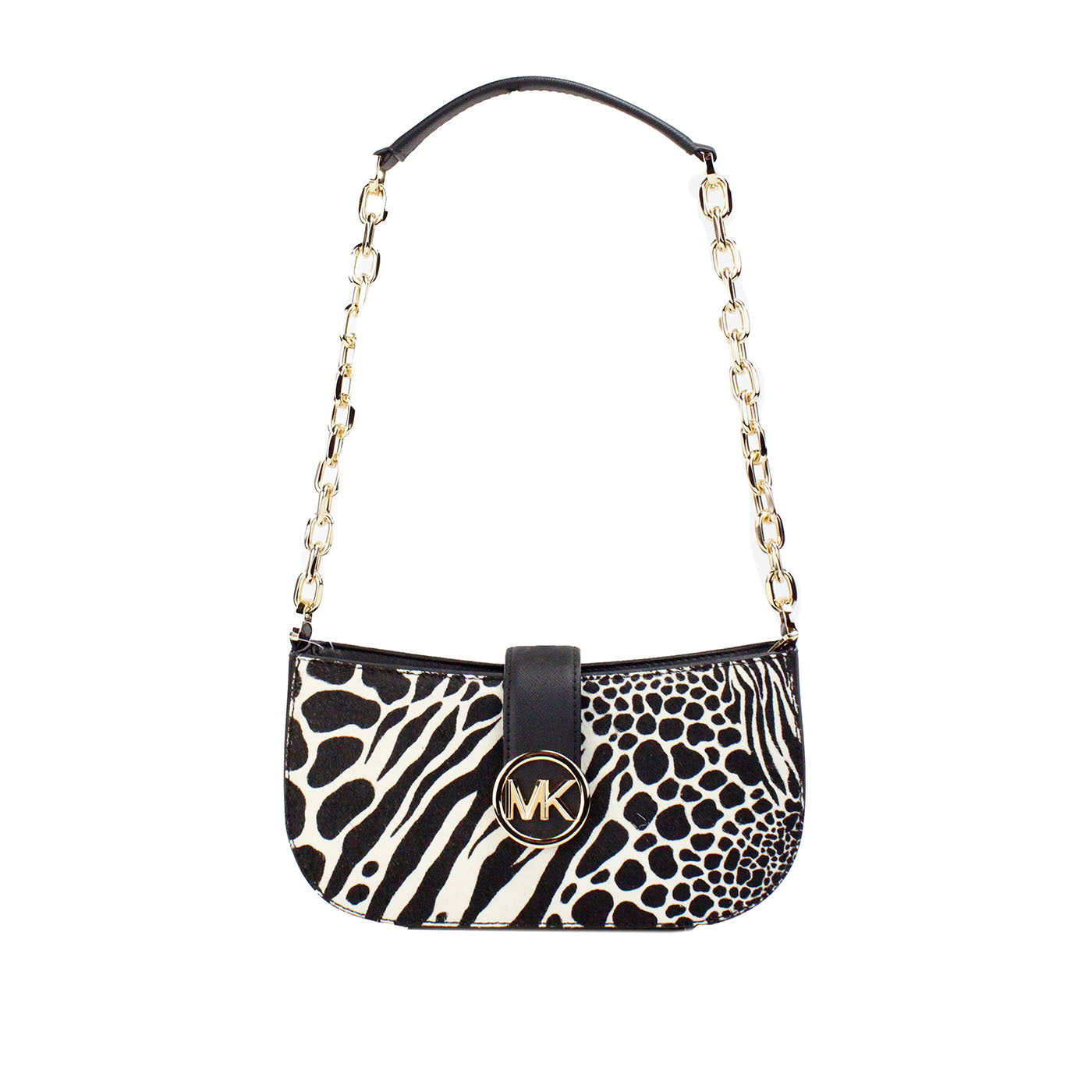 Michael Kors Carmen Small Black Haircalf Pouchette Shoulder Crossbody Bag - ACCEXO