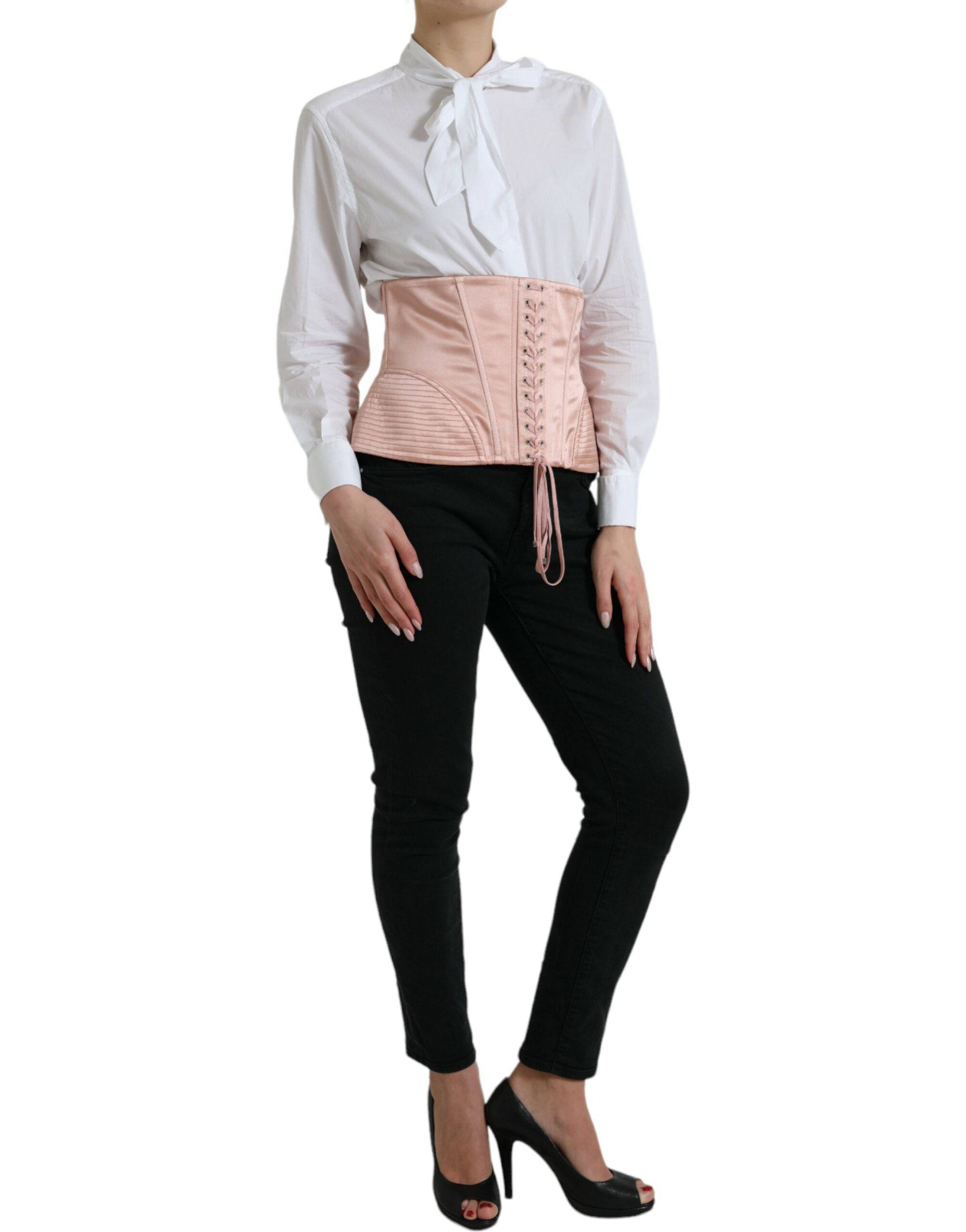 Dolce & Gabbana Elegant Pink Lace-Up Corset Belt - ACCEXO