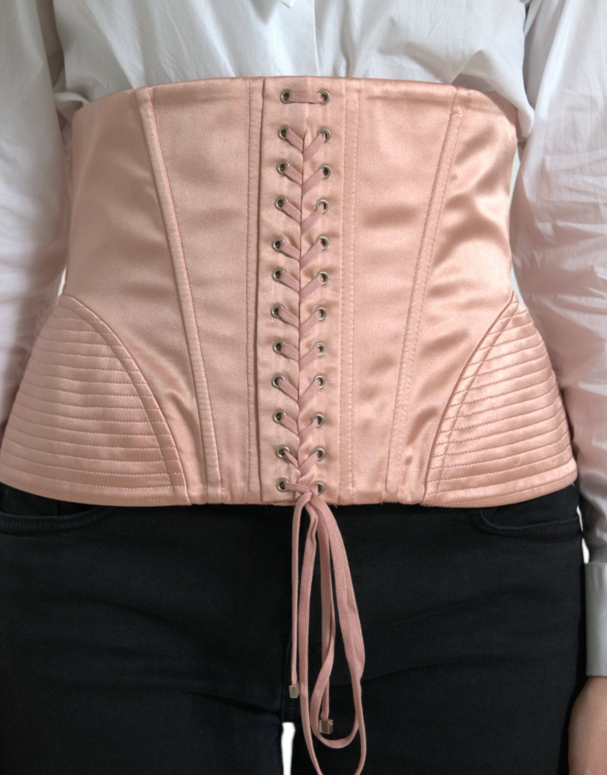 Dolce & Gabbana Elegant Pink Lace-Up Corset Belt - ACCEXO