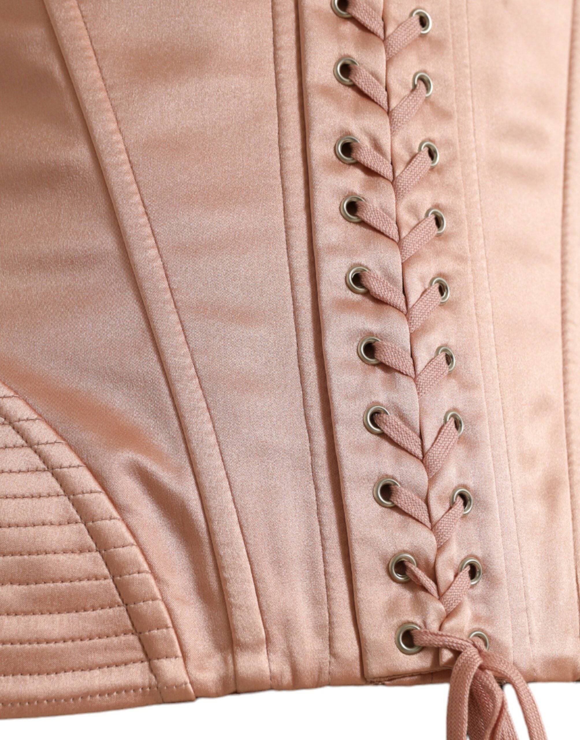 Dolce & Gabbana Elegant Pink Lace-Up Corset Belt - ACCEXO