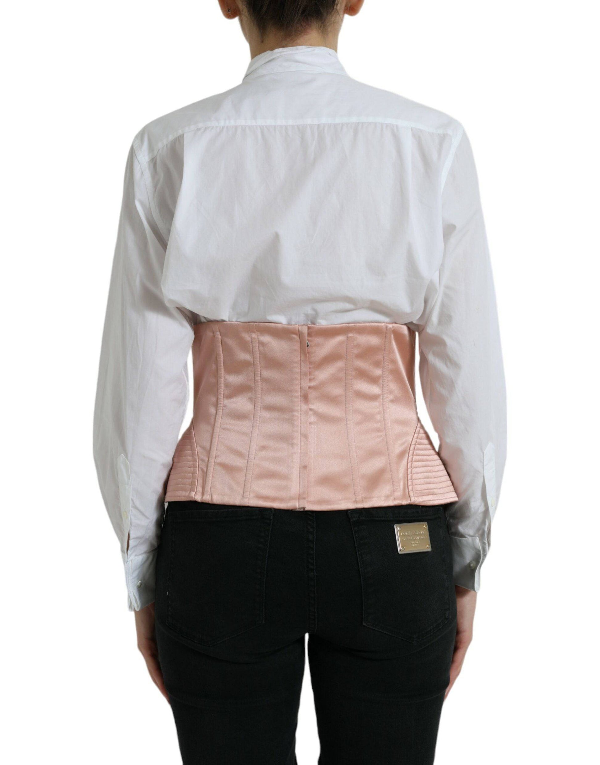 Dolce & Gabbana Elegant Pink Lace-Up Corset Belt - ACCEXO