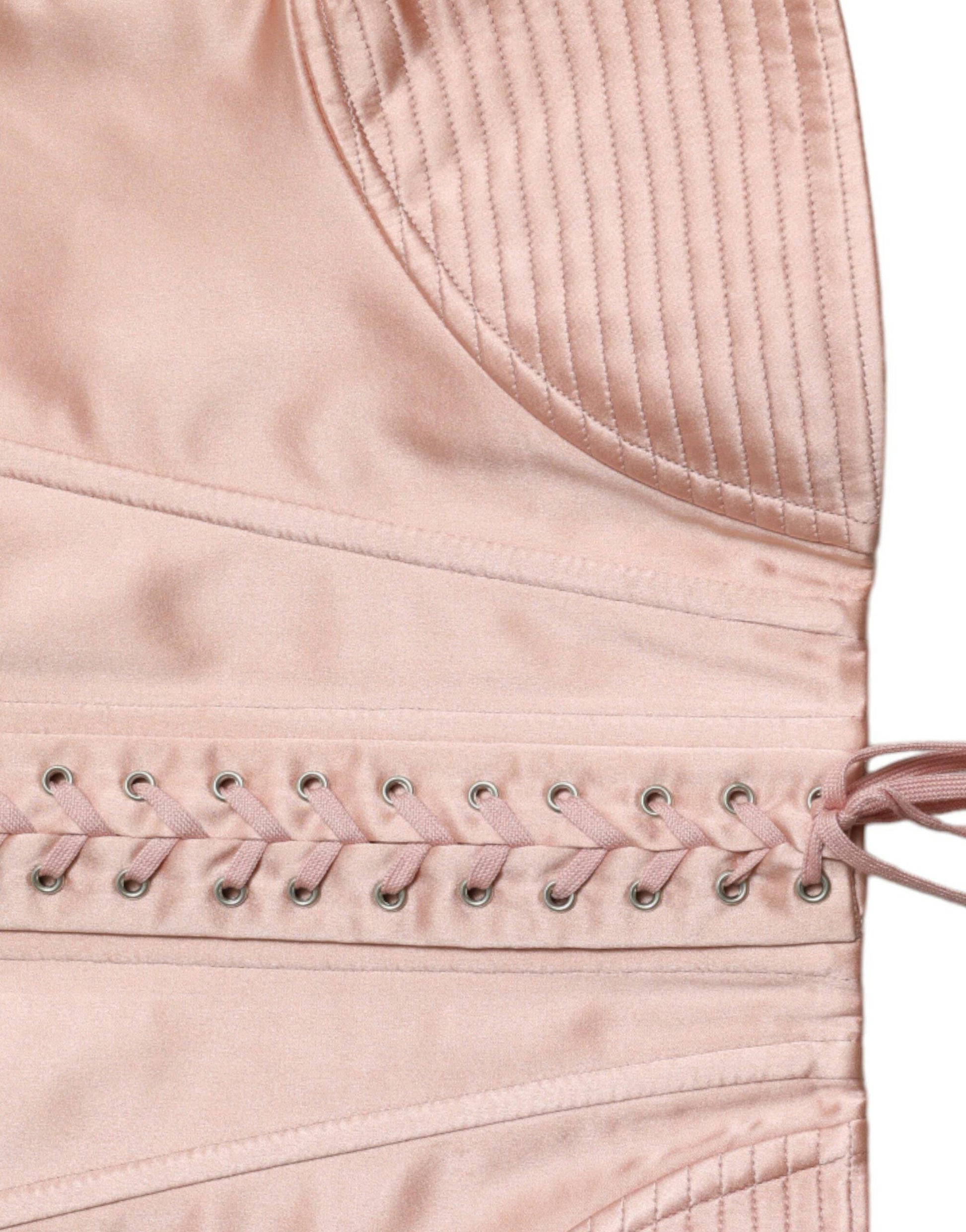 Dolce & Gabbana Elegant Pink Lace-Up Corset Belt - ACCEXO