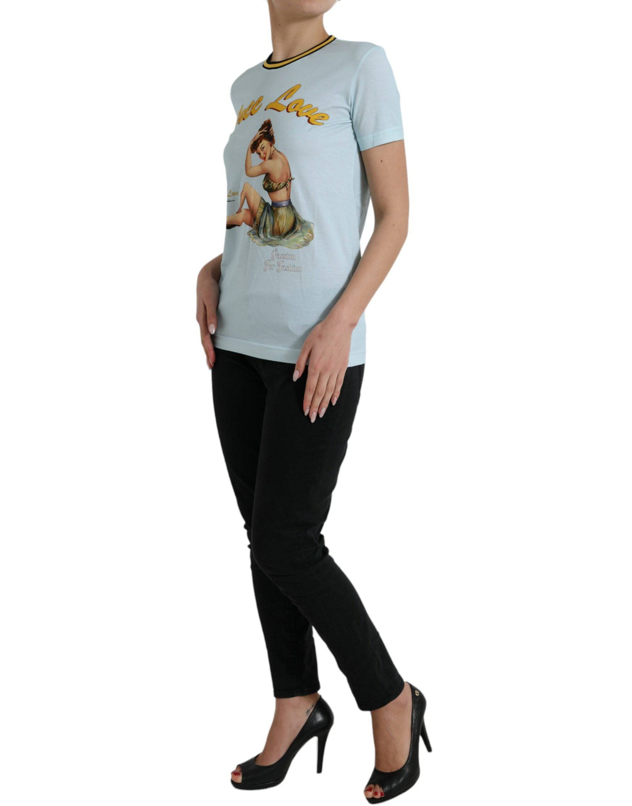 Dolce & Gabbana Elegant Light Blue Cotton T-Shirt - ACCEXO