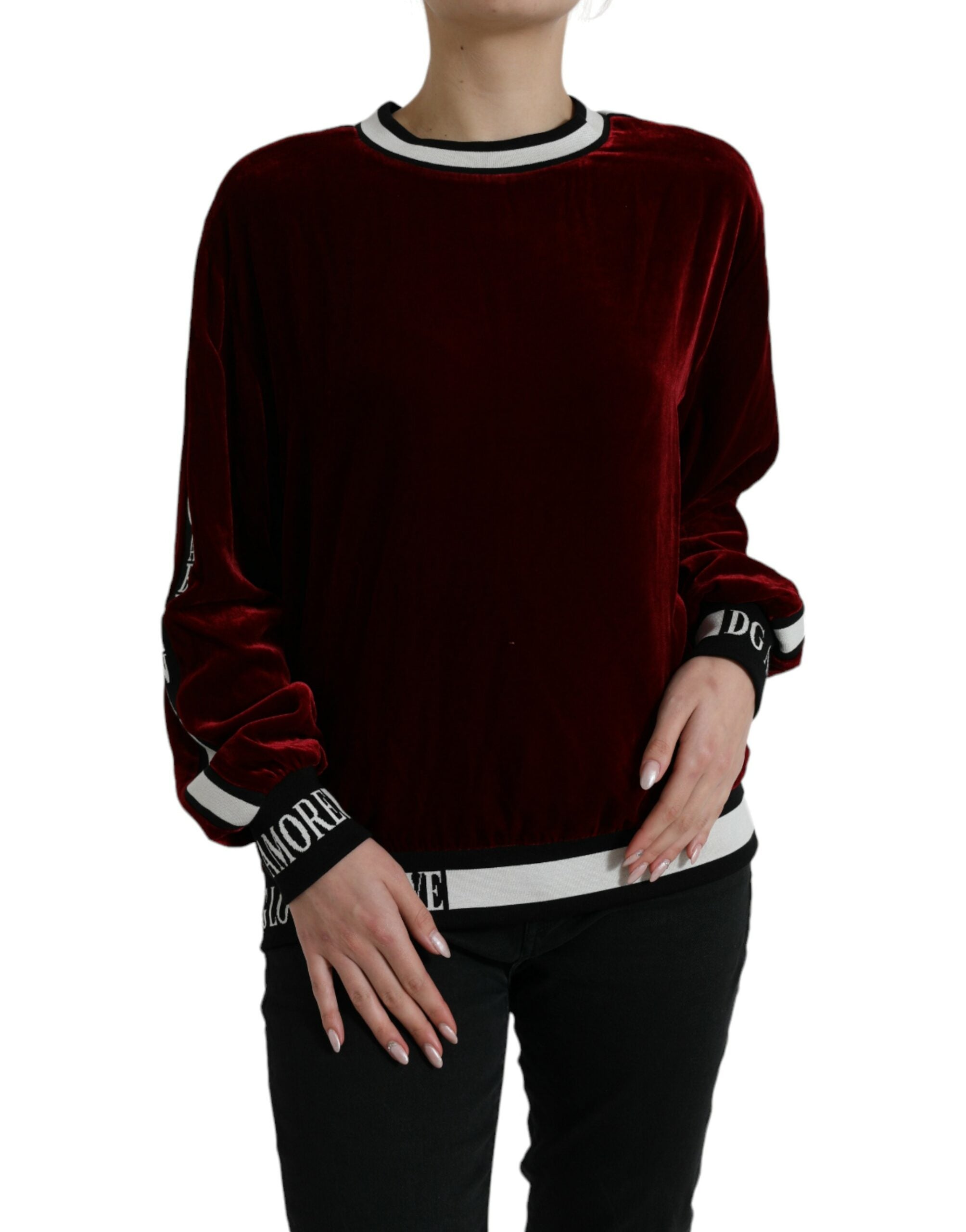 Dolce & Gabbana Elegant Burgundy Silk-Blend Sweater - ACCEXO