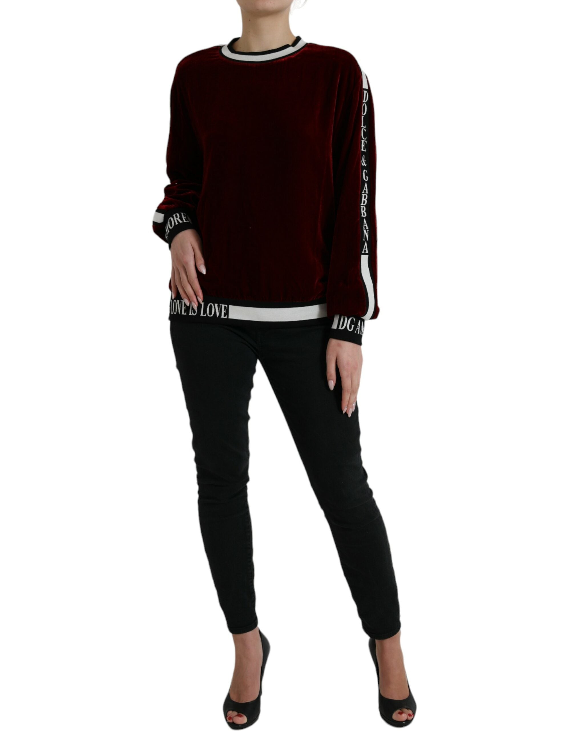Dolce & Gabbana Elegant Burgundy Silk-Blend Sweater - ACCEXO
