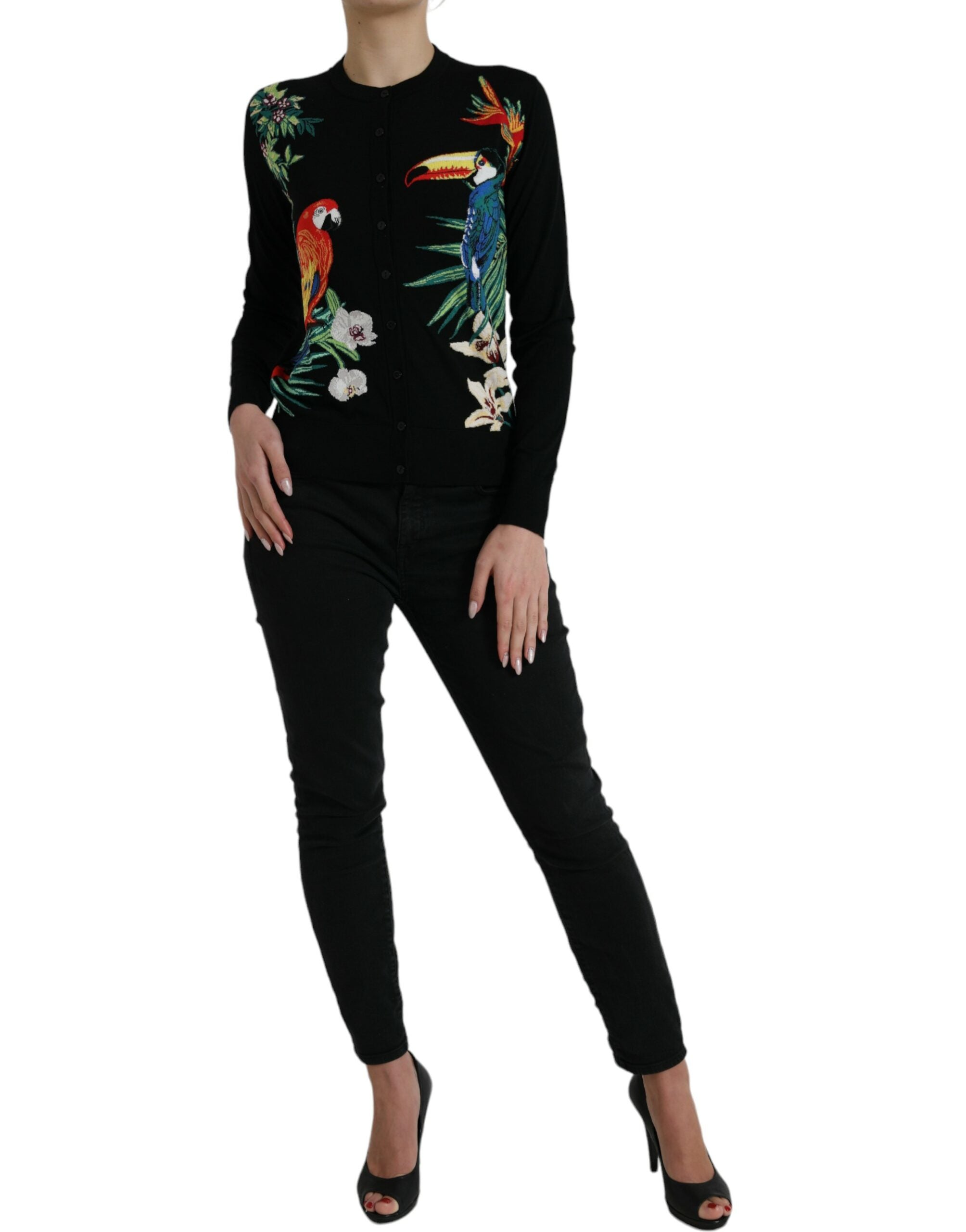 Dolce & Gabbana Elegant Wool Silk Printed Cardigan Sweater - ACCEXO