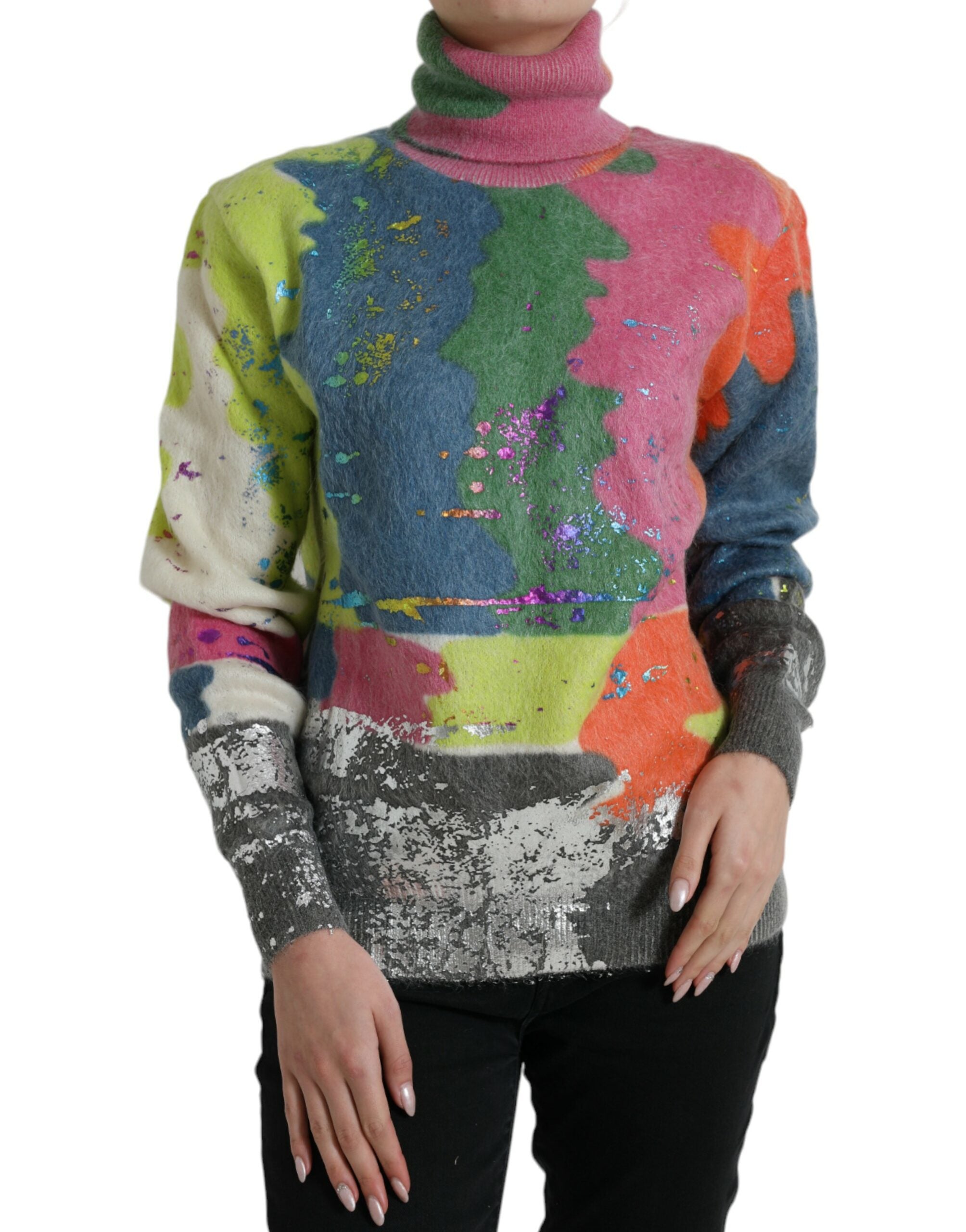 Dolce & Gabbana Multicolor Mohair Turtleneck Casual Sweater - ACCEXO