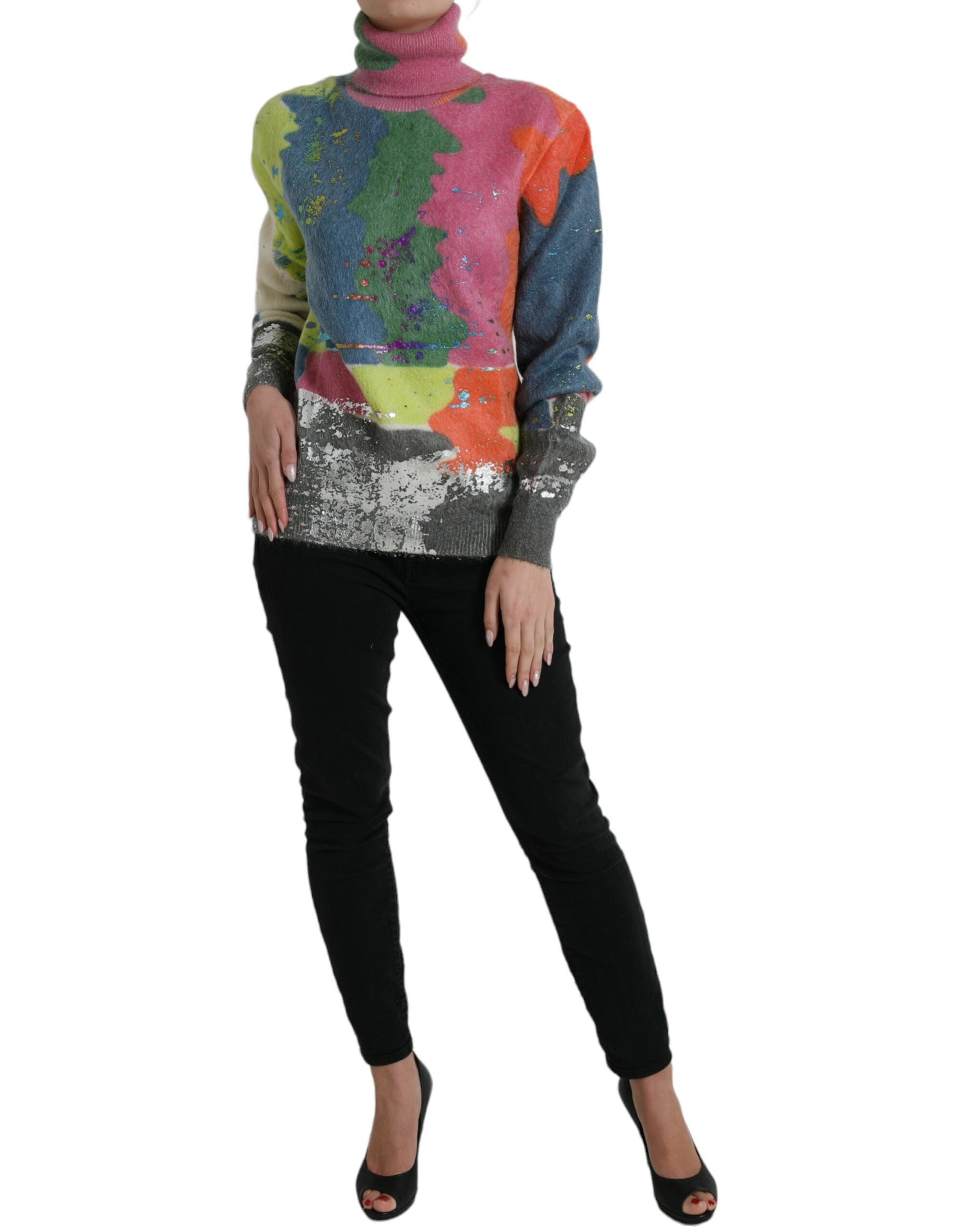 Dolce & Gabbana Multicolor Mohair Turtleneck Casual Sweater - ACCEXO