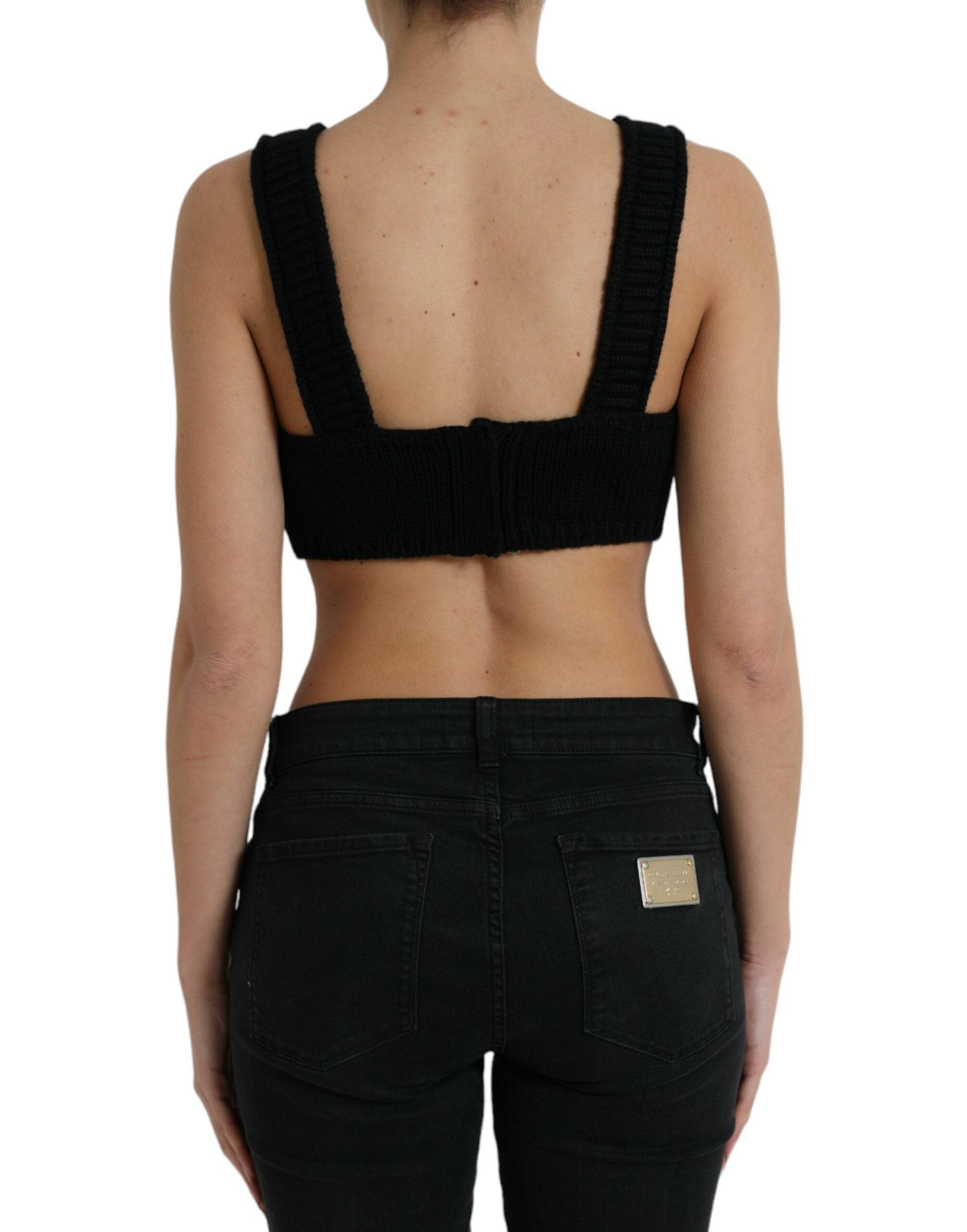 Dolce & Gabbana Elegant Black Cashmere Bustier Crop Top - ACCEXO