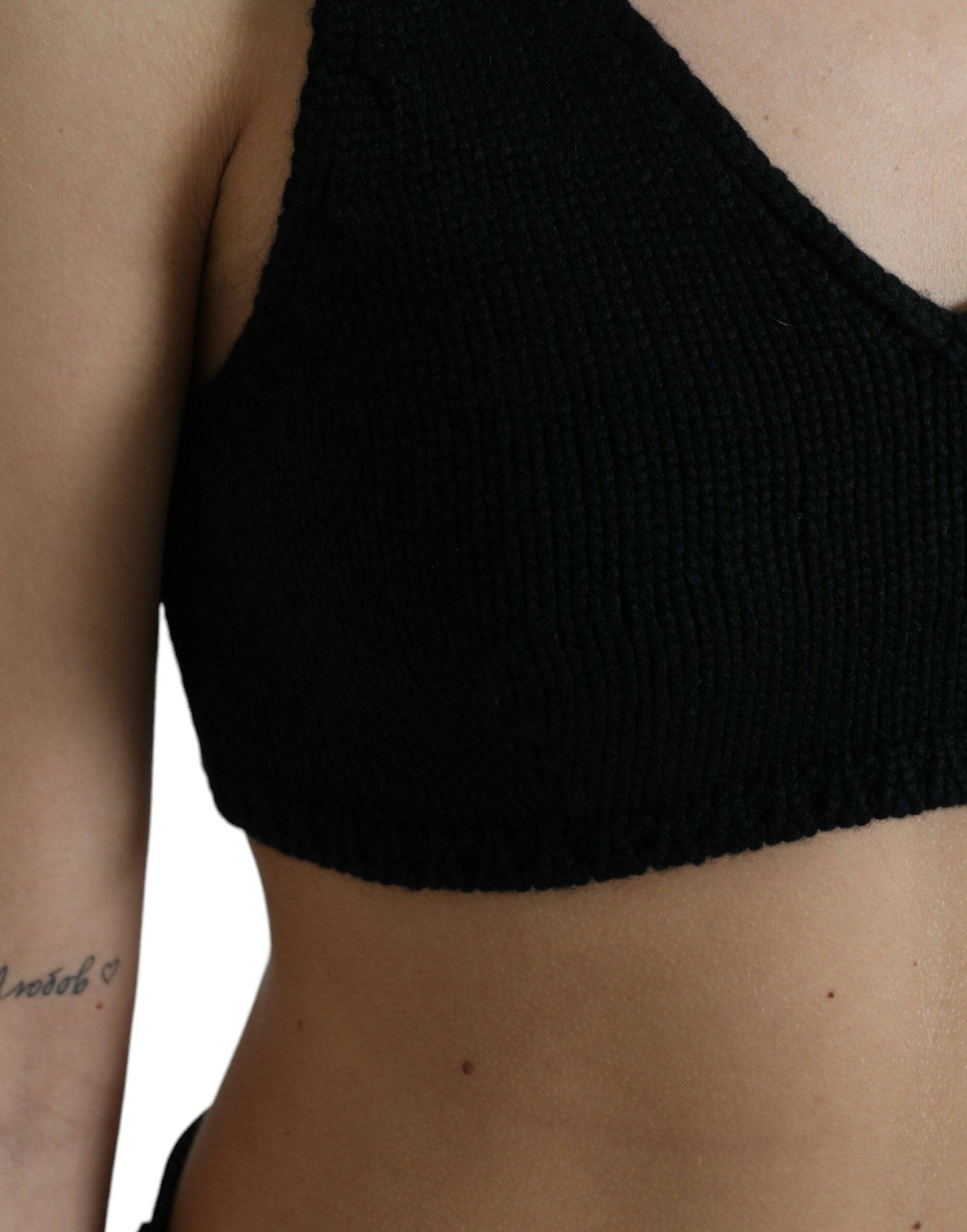 Dolce & Gabbana Elegant Black Cashmere Bustier Crop Top - ACCEXO