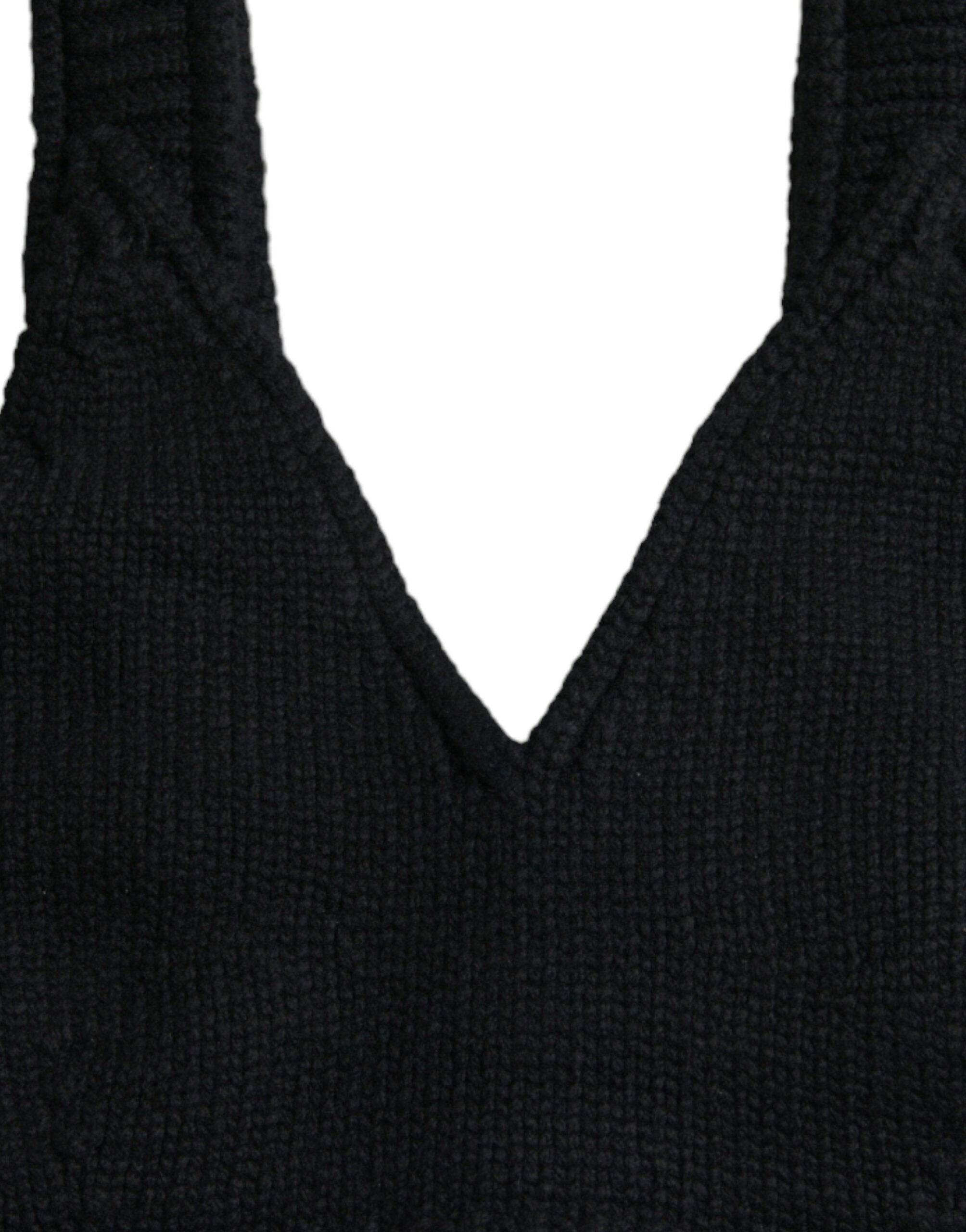 Dolce & Gabbana Elegant Black Cashmere Bustier Crop Top - ACCEXO