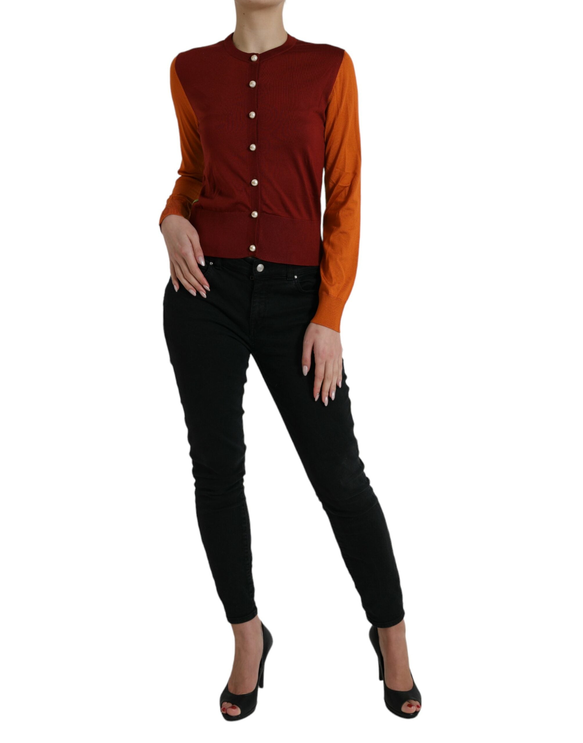 Dolce & Gabbana Elegant Silk Cardigan Sweater in Vibrant Tones - ACCEXO