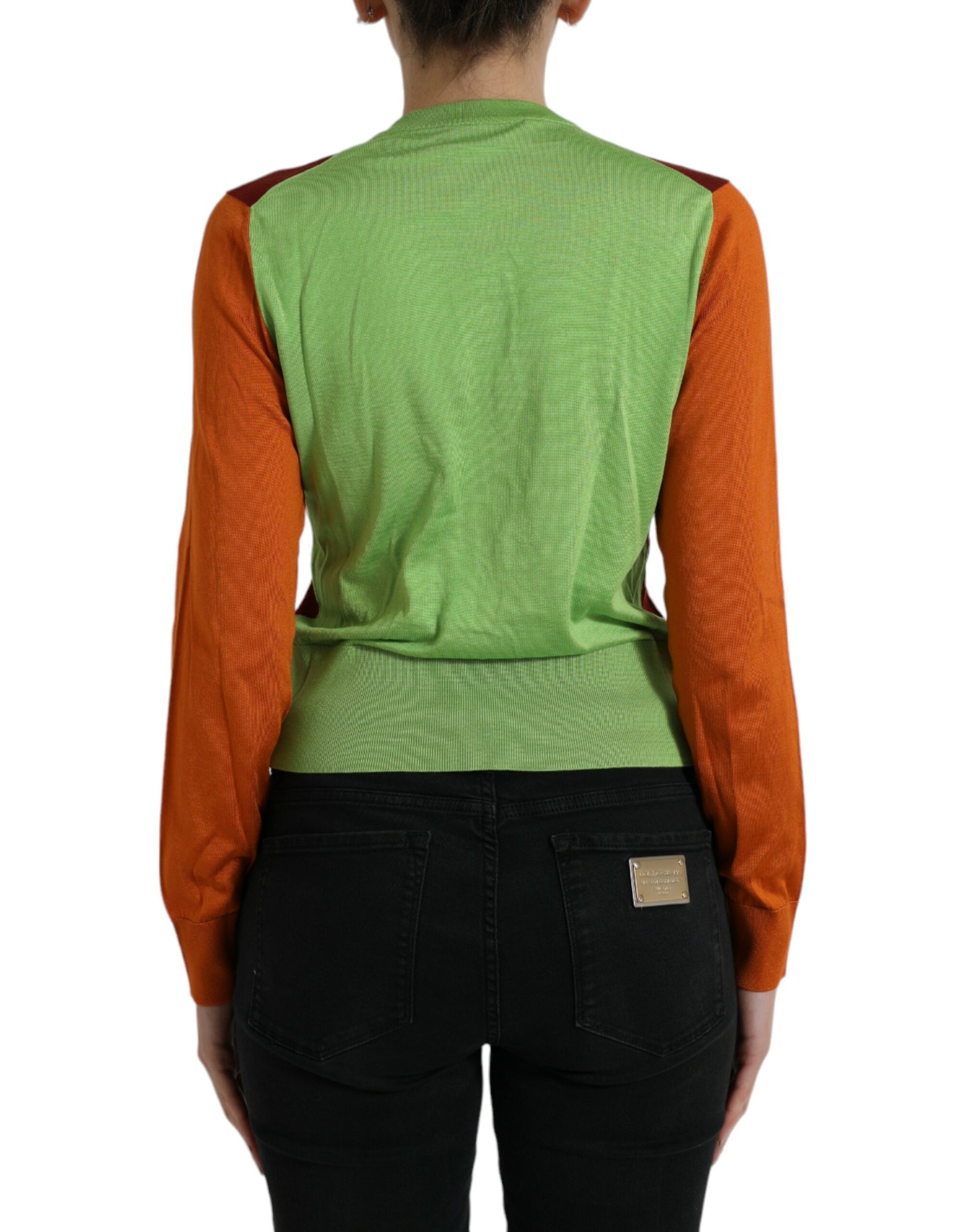 Dolce & Gabbana Elegant Silk Cardigan Sweater in Vibrant Tones - ACCEXO