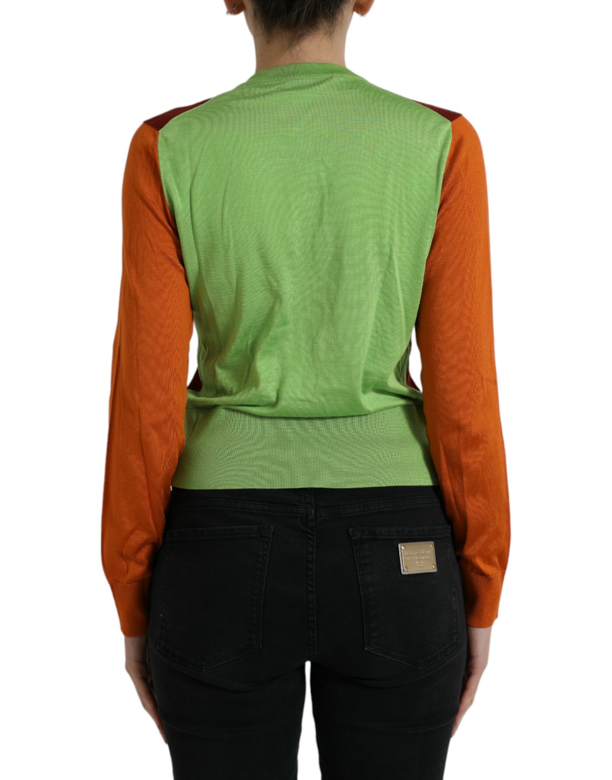 Dolce & Gabbana Elegant Silk Cardigan Sweater in Vibrant Tones - ACCEXO