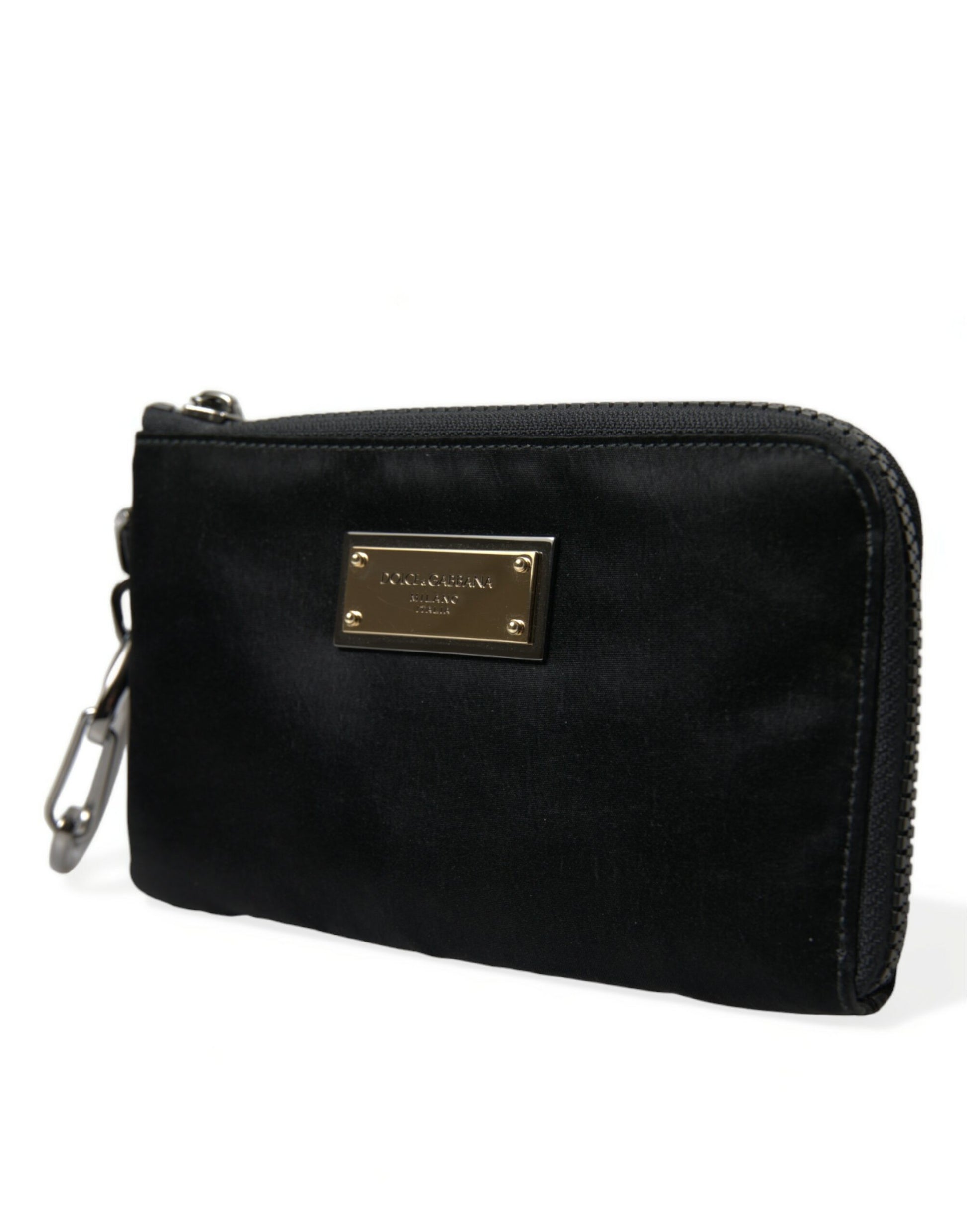 Dolce & Gabbana Elite Black Nylon & Leather Pouch with Logo Detail - ACCEXO