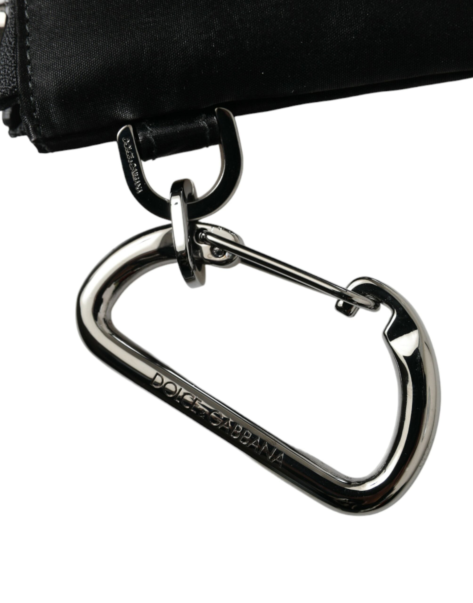 Dolce & Gabbana Elite Black Nylon & Leather Pouch with Logo Detail - ACCEXO