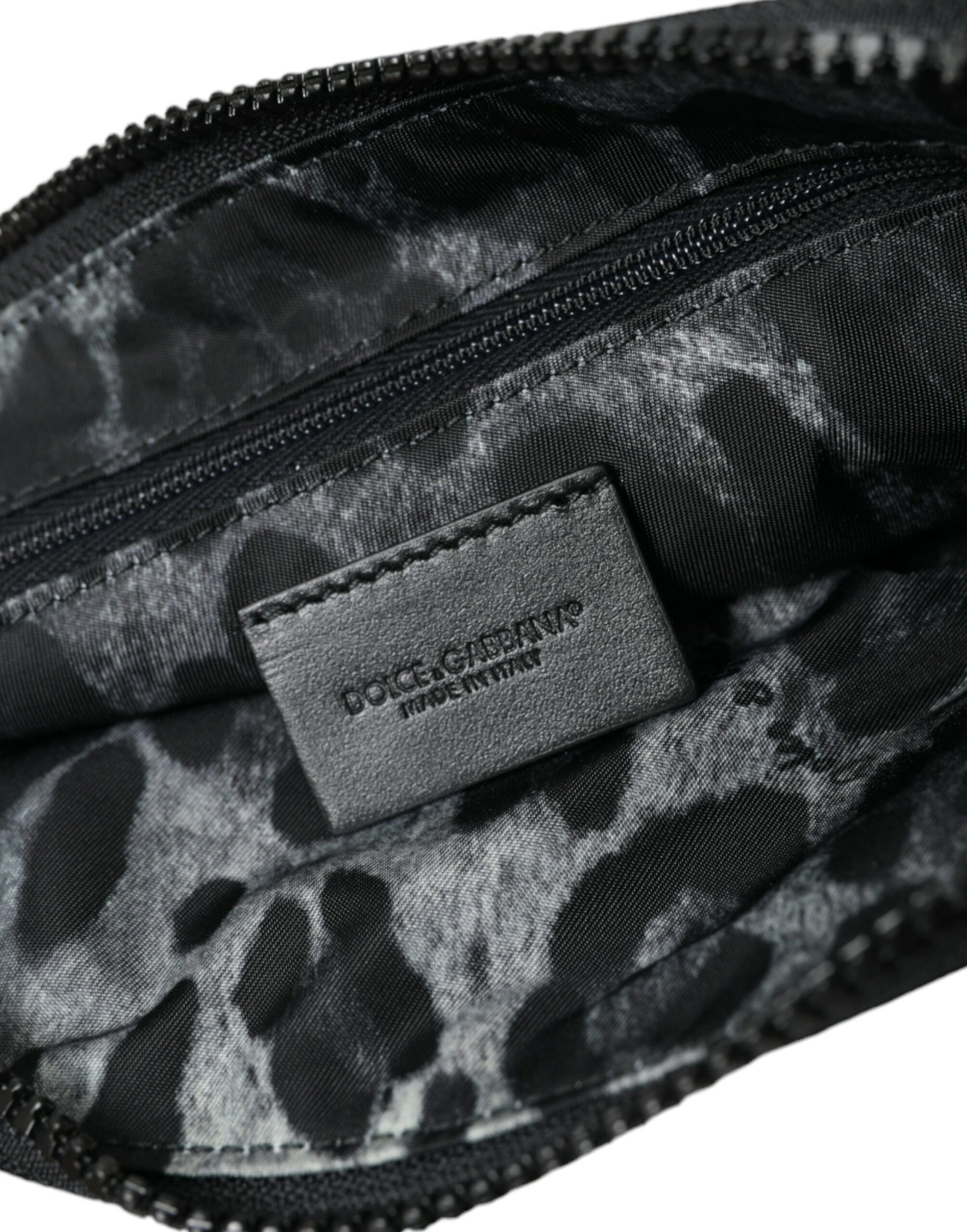 Dolce & Gabbana Elite Black Nylon & Leather Pouch with Logo Detail - ACCEXO