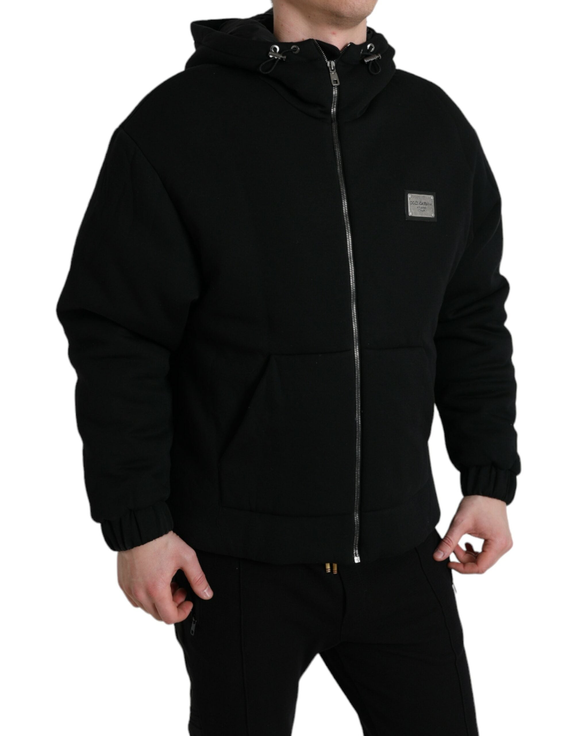 Dolce & Gabbana Elegant Black Bomber Jacket with Hood - ACCEXO