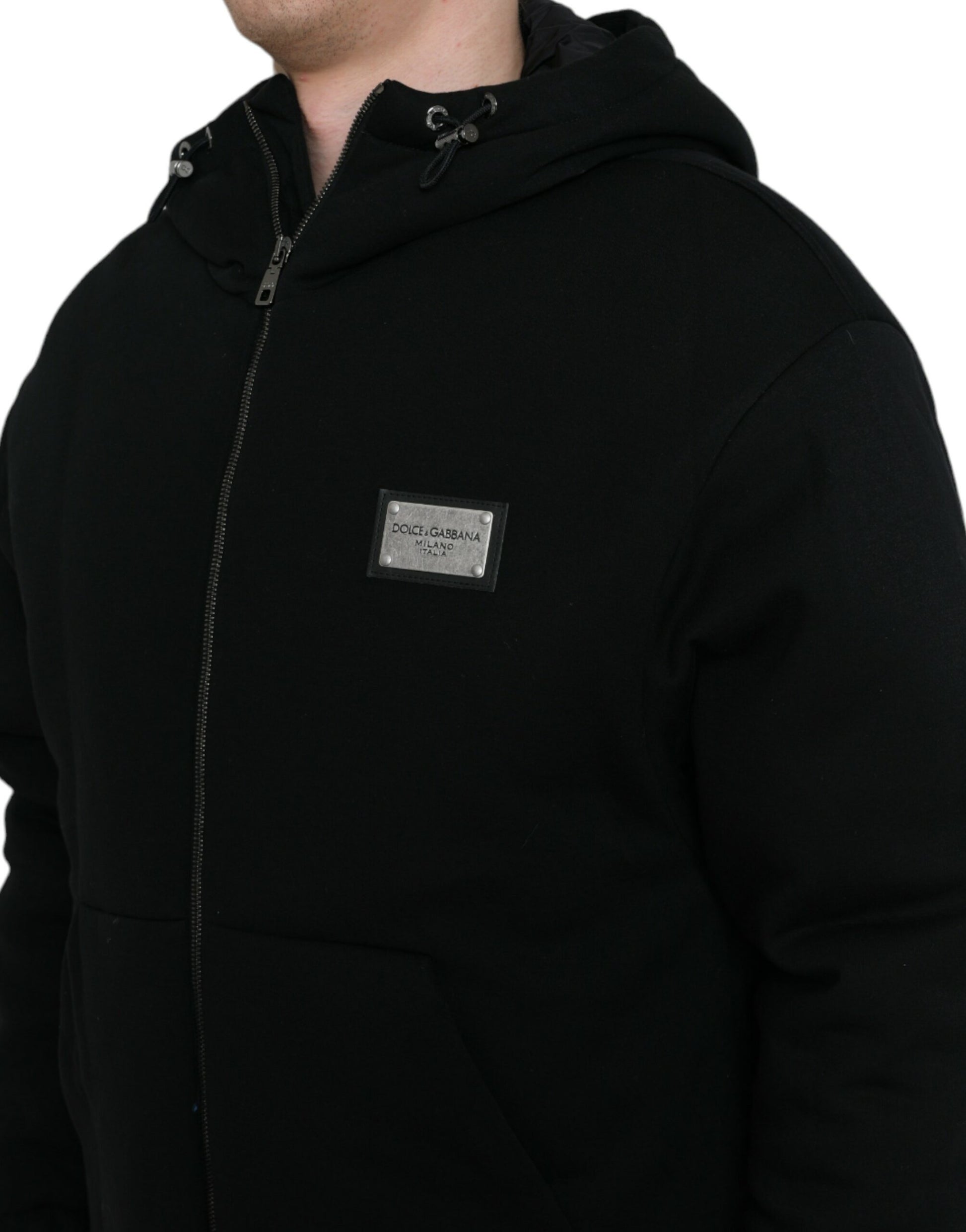 Dolce & Gabbana Elegant Black Bomber Jacket with Hood - ACCEXO